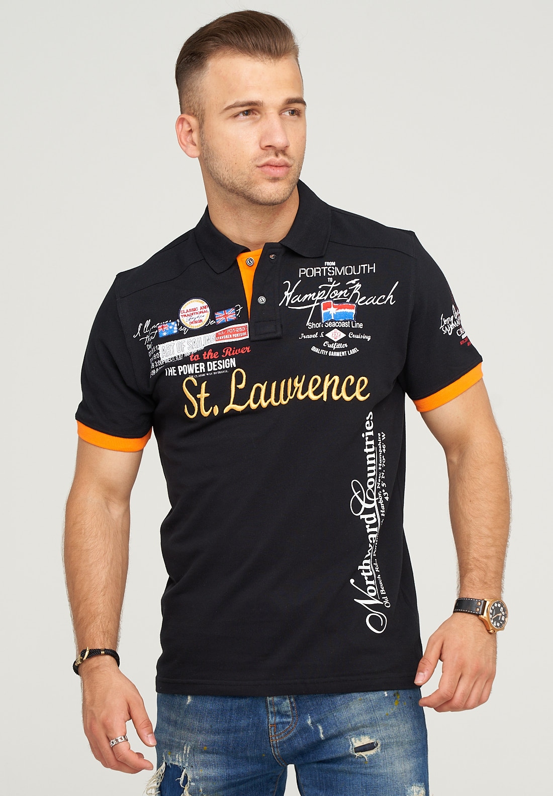 behype Poloshirt "LANAY", mit sportiver Stickerei