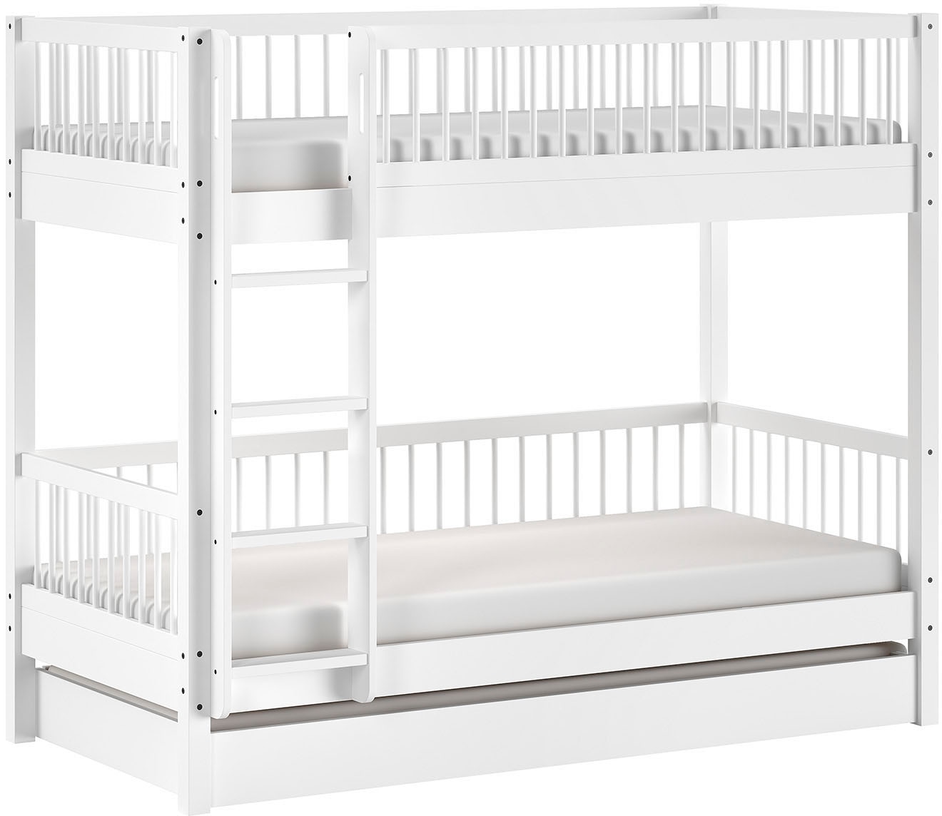 Home affaire Etagenbett, (Made in Europe), mit 90x200 cm LF, Lattenroste, Leiter, wahlweise m. Bettschubade, weiß