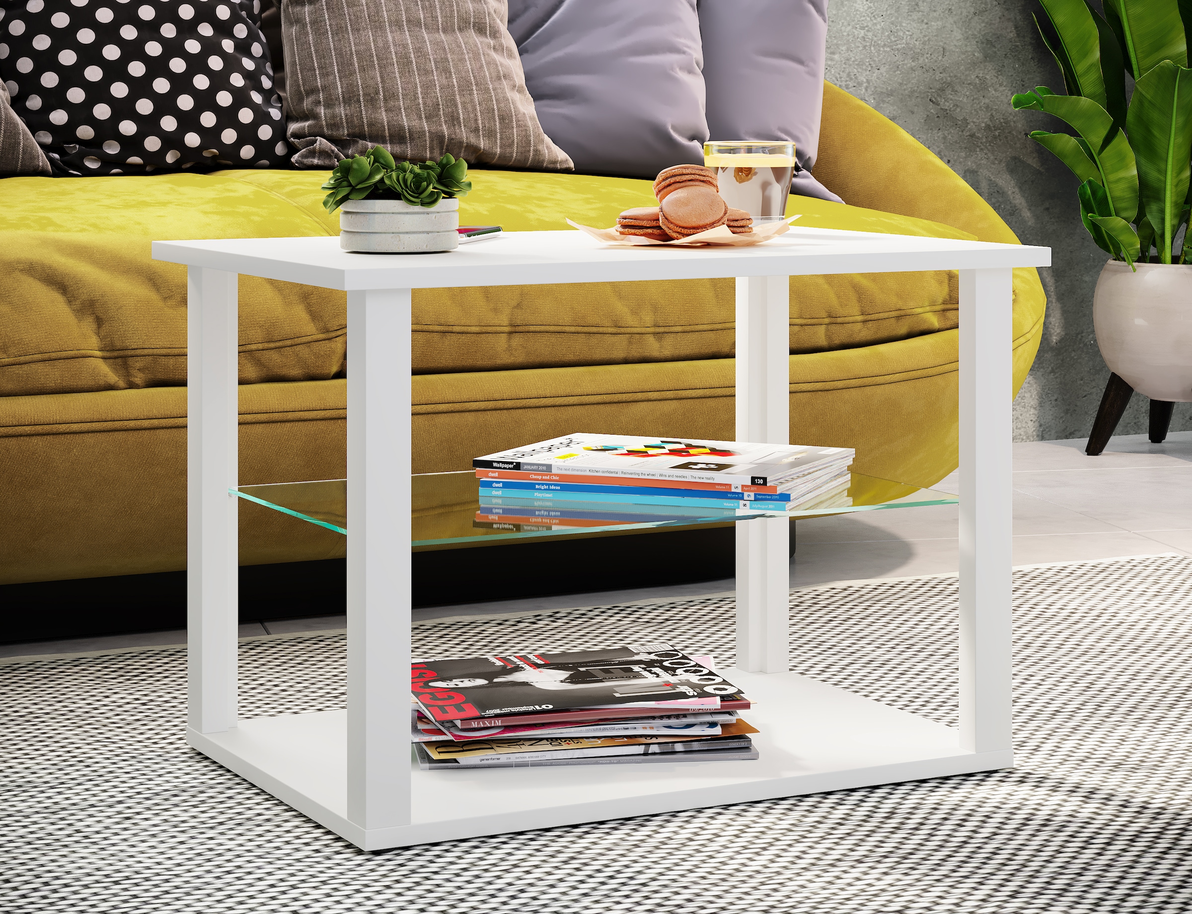 VCM Beistelltisch »Holz Sofatisch Couchtisch Glas Tisch Wanilo M«