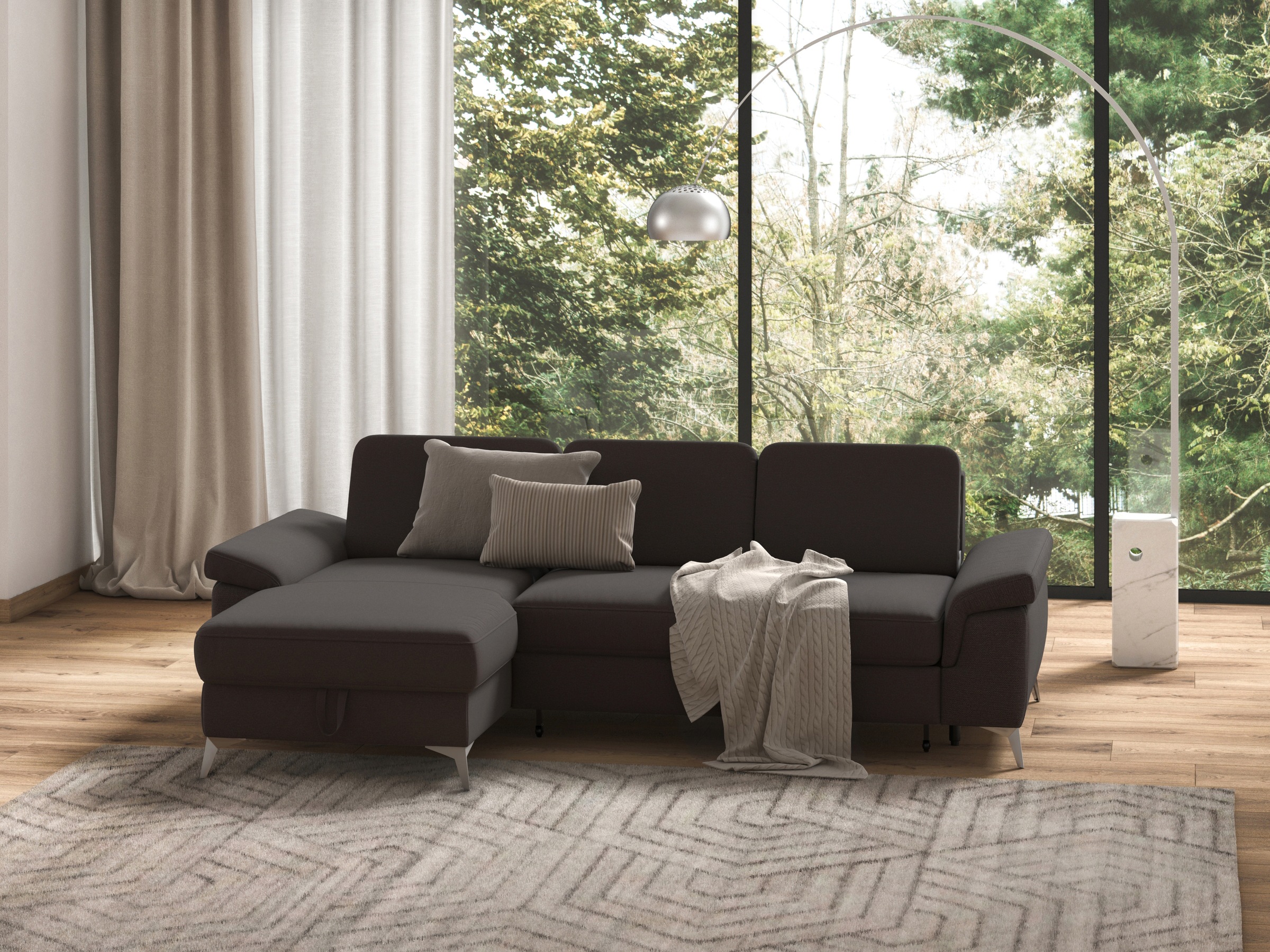 sit&more Ecksofa »Padua L-Form«, inklusive Sitztiefenverstellung, Armteilfunktion und Federkern