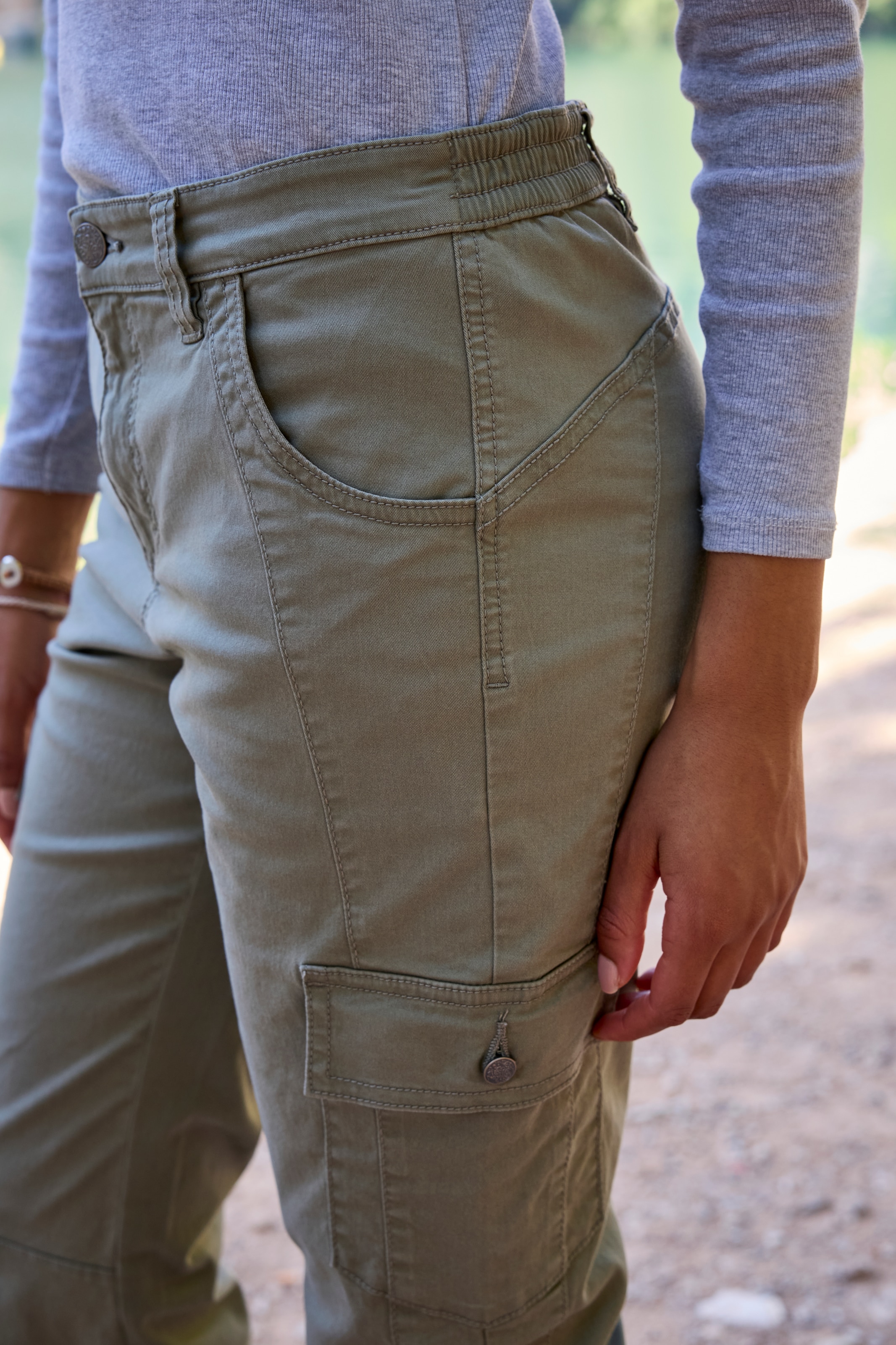 Vivance active Trekkinghose »Cargo Jeans Optik«, Baumwollmix mit Cargo Taschen