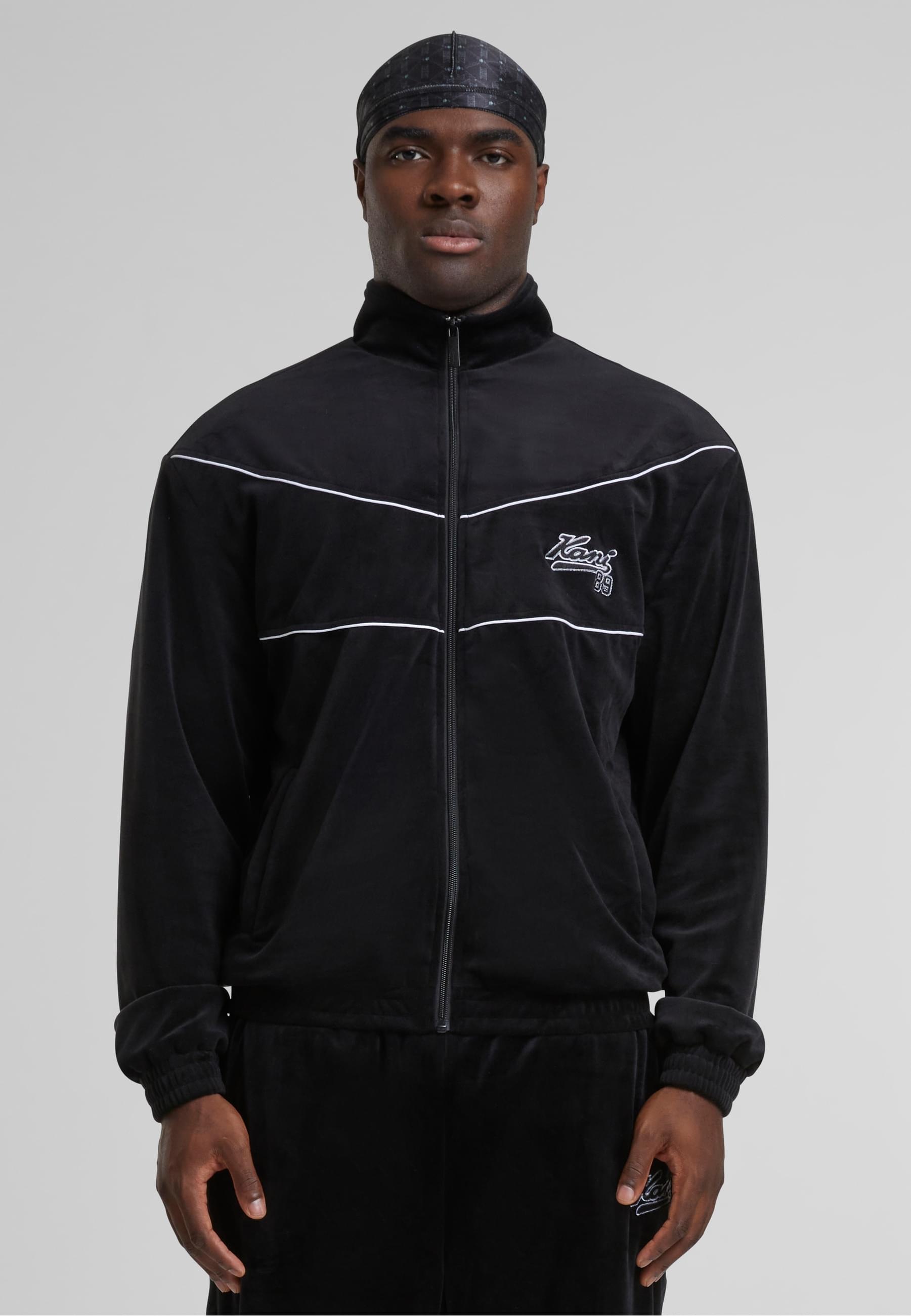 Karl Kani Trainingsjacke »Karl Kani KM251-011-2 Kani Varsity Velours Trackjacket«, (1 St.), ohne Kapuze