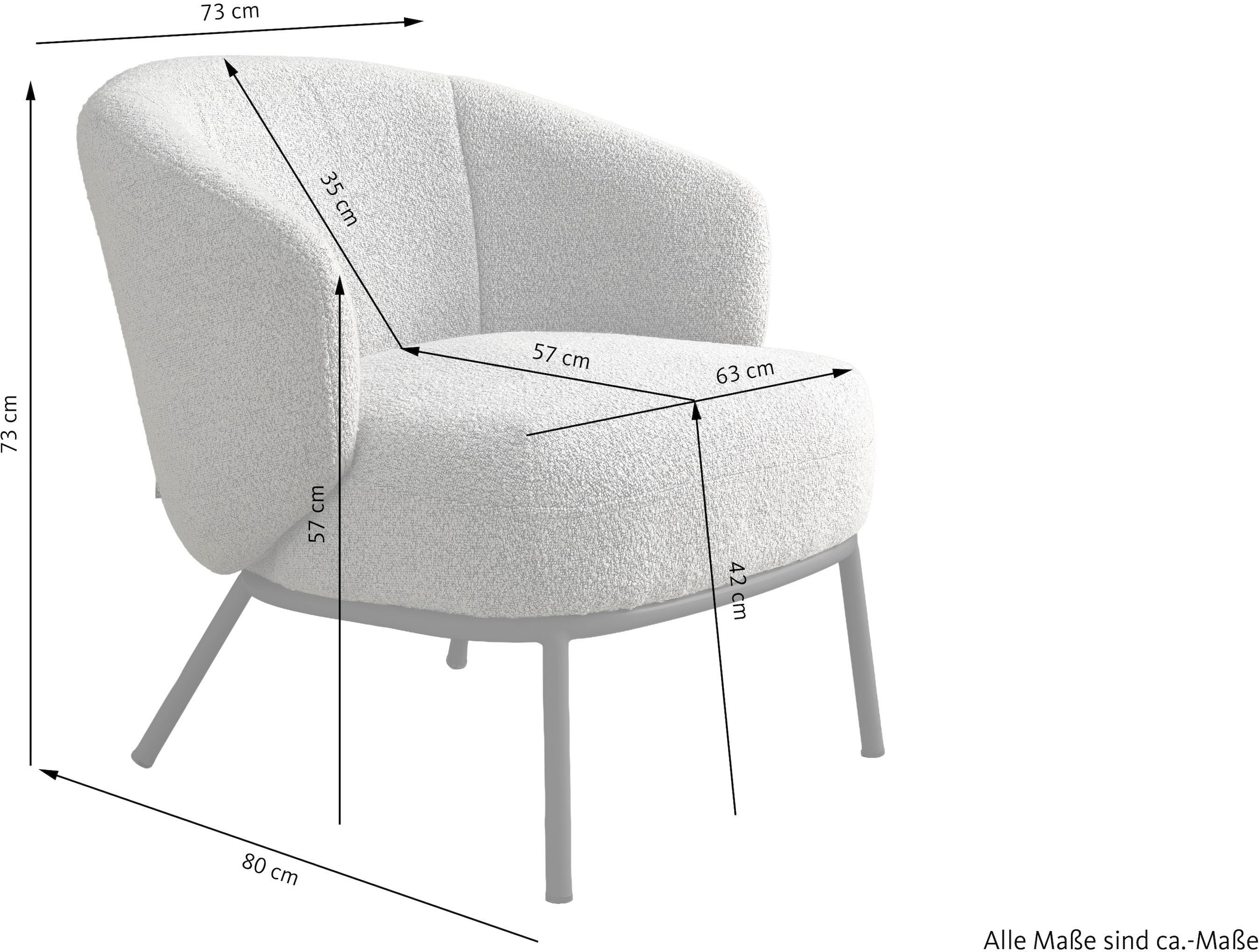 SCHÖNER WOHNEN-Kollektion Loungesessel »SELVIK« 1 Stk. tlg. mit Taschenfederkern, Bezug Bouclé, Untergestell pulverbeschichtet