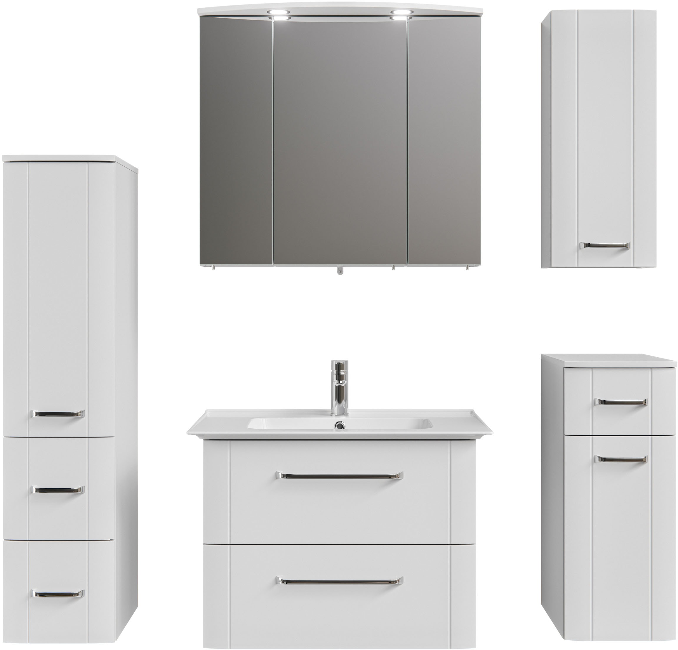 Saphir Badmöbel-Set "Serie 3006 5-teilig Keramik-Waschtisch mit Spiegelschr günstig online kaufen