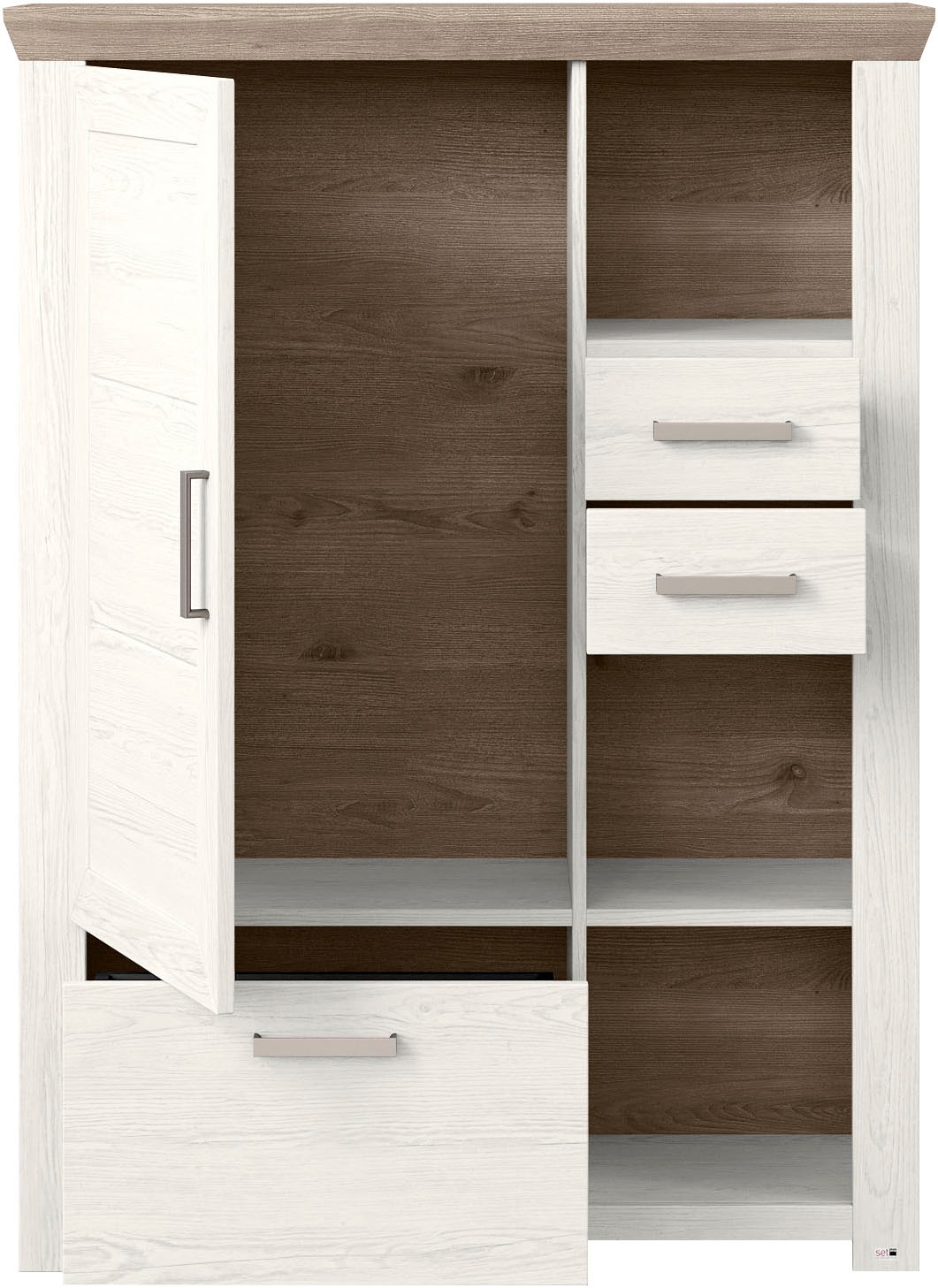 set one by Musterring Highboard »York«, Typ 25 und 26, in 3 Farbvarianten, Beleuchtung optional, Breite 105 cm