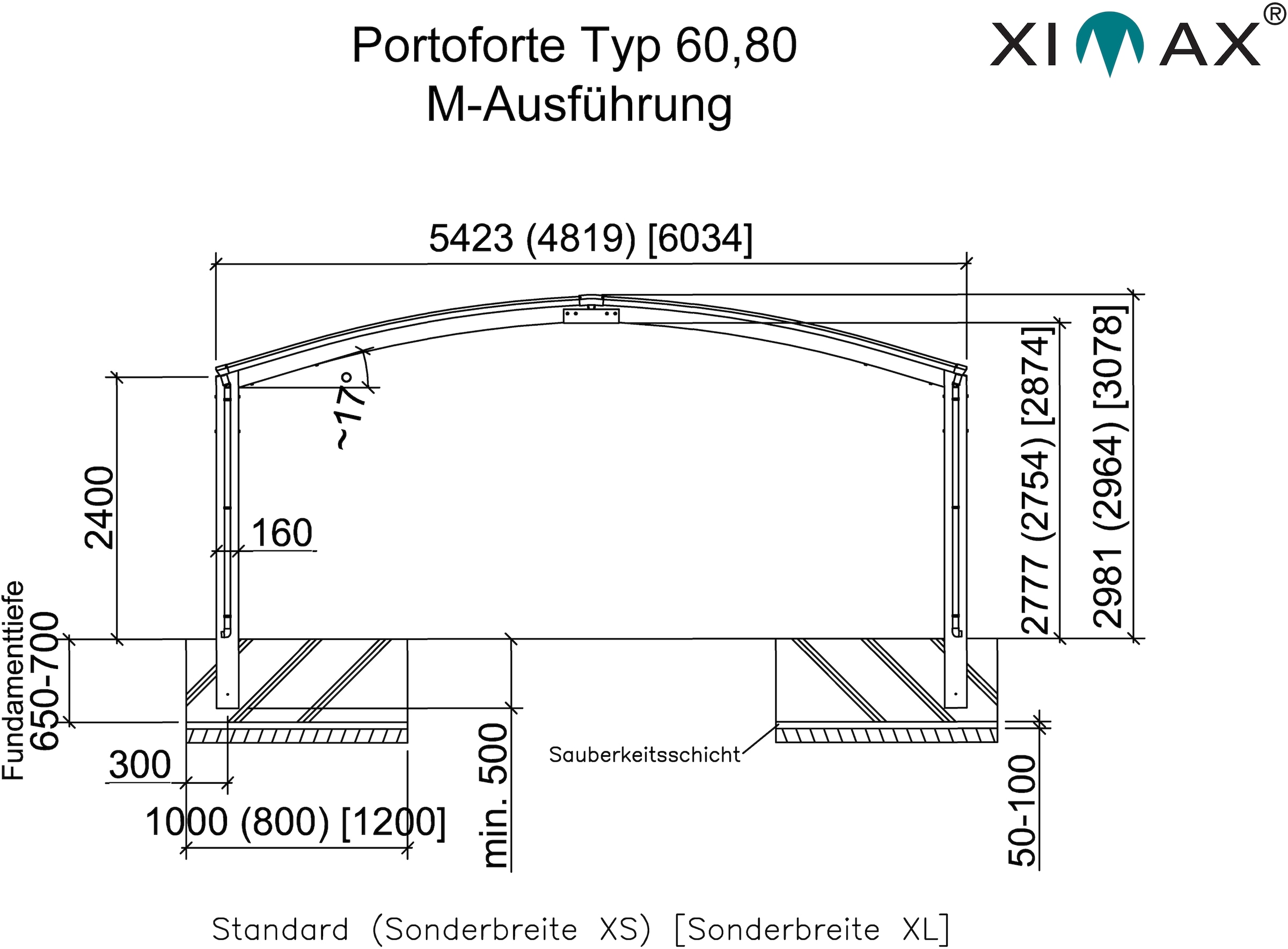 Ximax Doppelcarport »Portoforte Typ 60 M-mattbraun«, Aluminium, 526 cm, braun, Aluminium