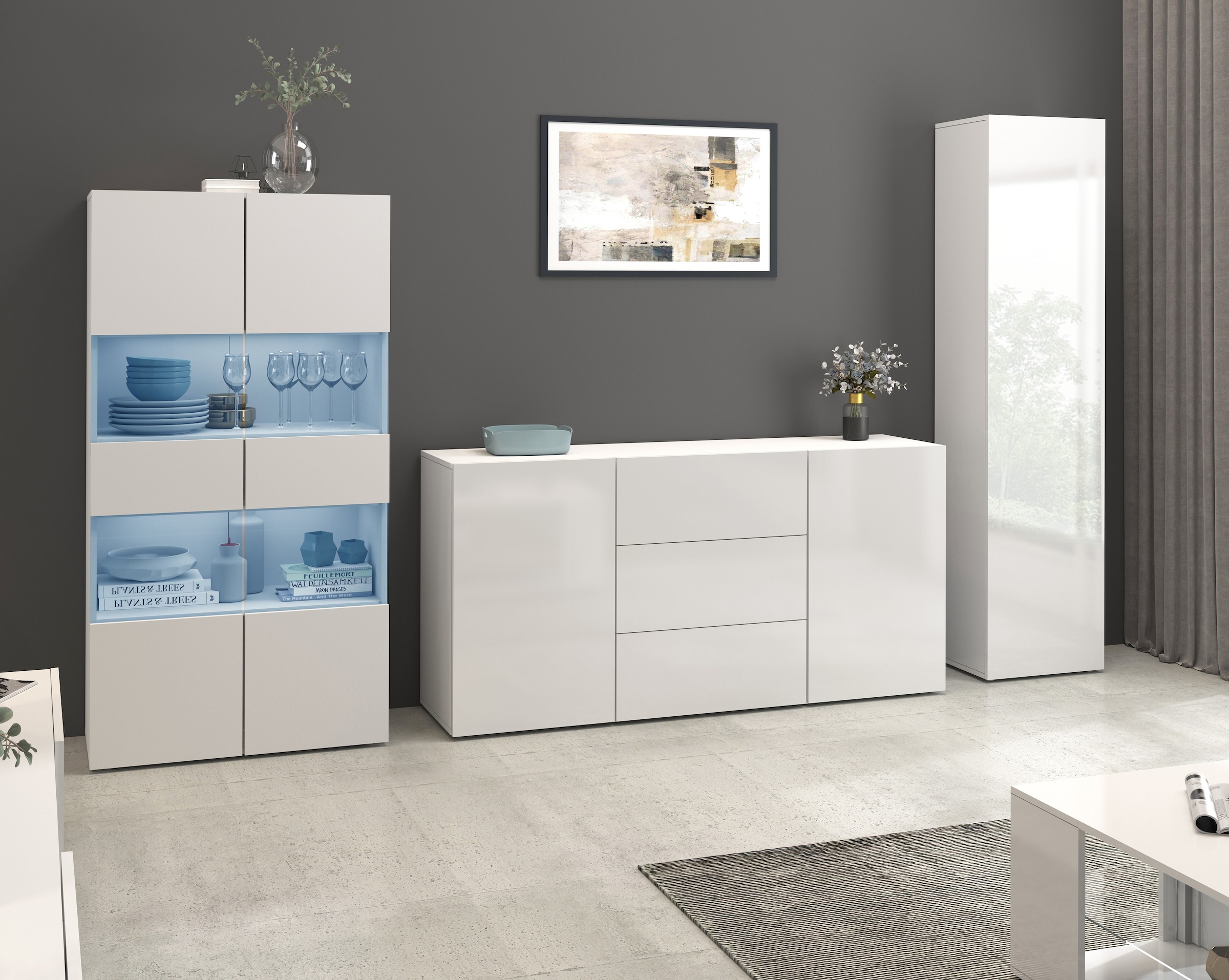 INOSIGN Sideboard »Egypt, Kommode, Schrank, Kredenz, grifflos«, 2 Türen, 3 Schubkästen, kompl. Hochglanz lackiert Breite 160