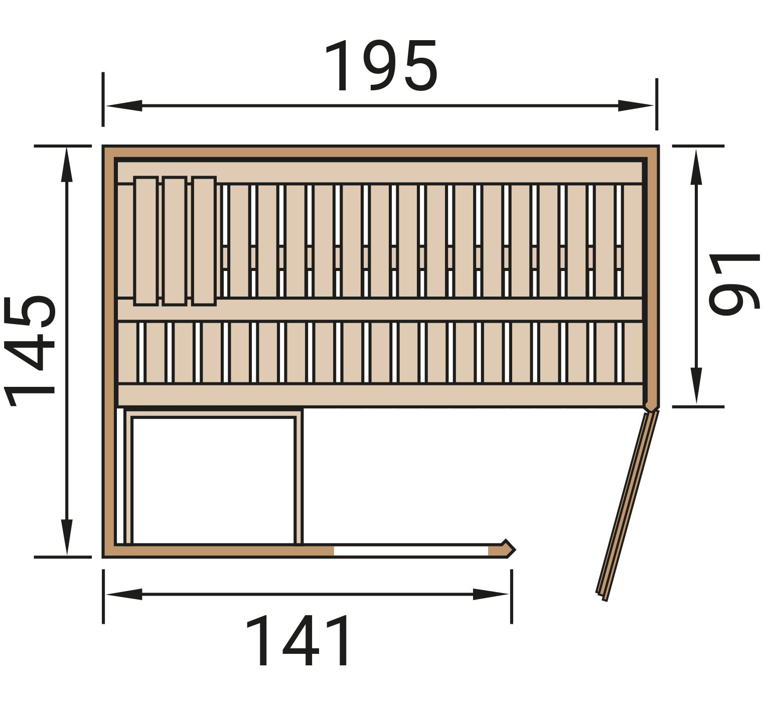 weka Sauna »Massivholzsauna CUBILIS ECK 1«, Blockbohlen im wekaLine-Profil, Fensterelement, Ganzglastür
