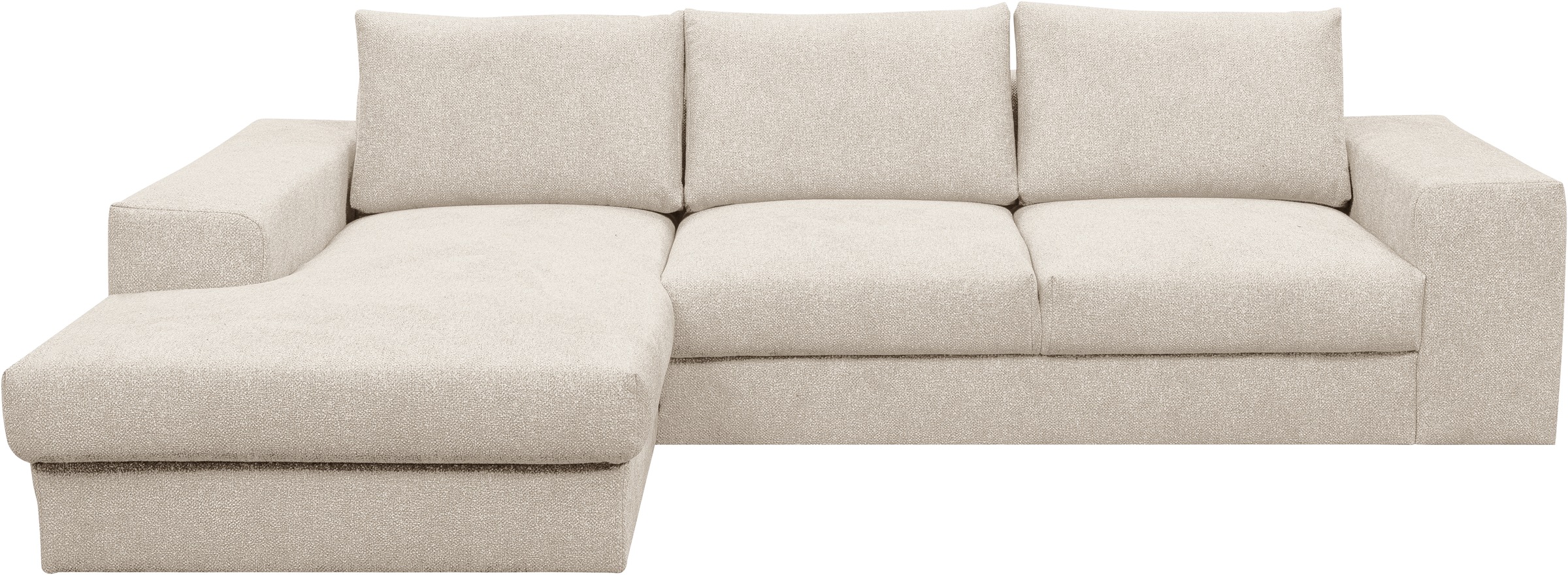 WERK2 Ecksofa »Rozzana Design Ecksofa mit hohem Komfort, zeitlos & elegant, L-Form,«, in kuschelweichen Trendstoffen Cord, Breitcord und Plüsch