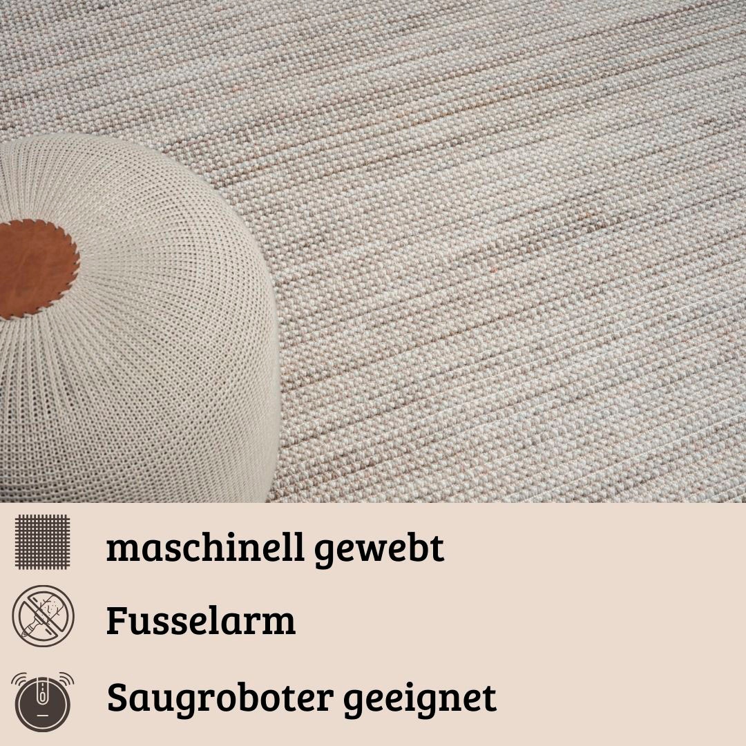 my home Teppich »Vals«, rechteckig, 7 mm Höhe, Uni Farben, meliert, Sisal-Optik, auch in rund erhältlich, mit Fransen