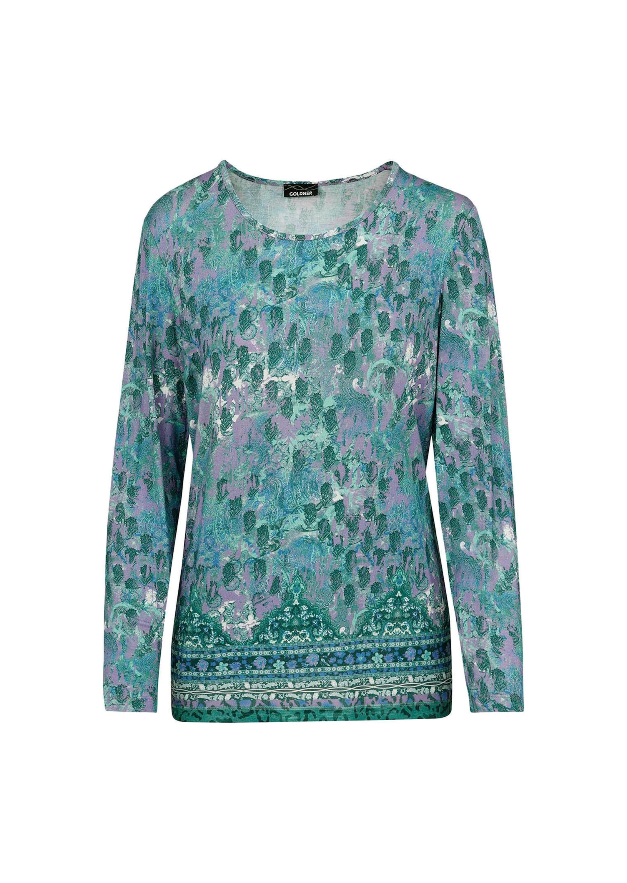 GOLDNER Print-Shirt "Langarmshirt mit Rundhalsausschnitt" stretchbequemer Viskosejersey