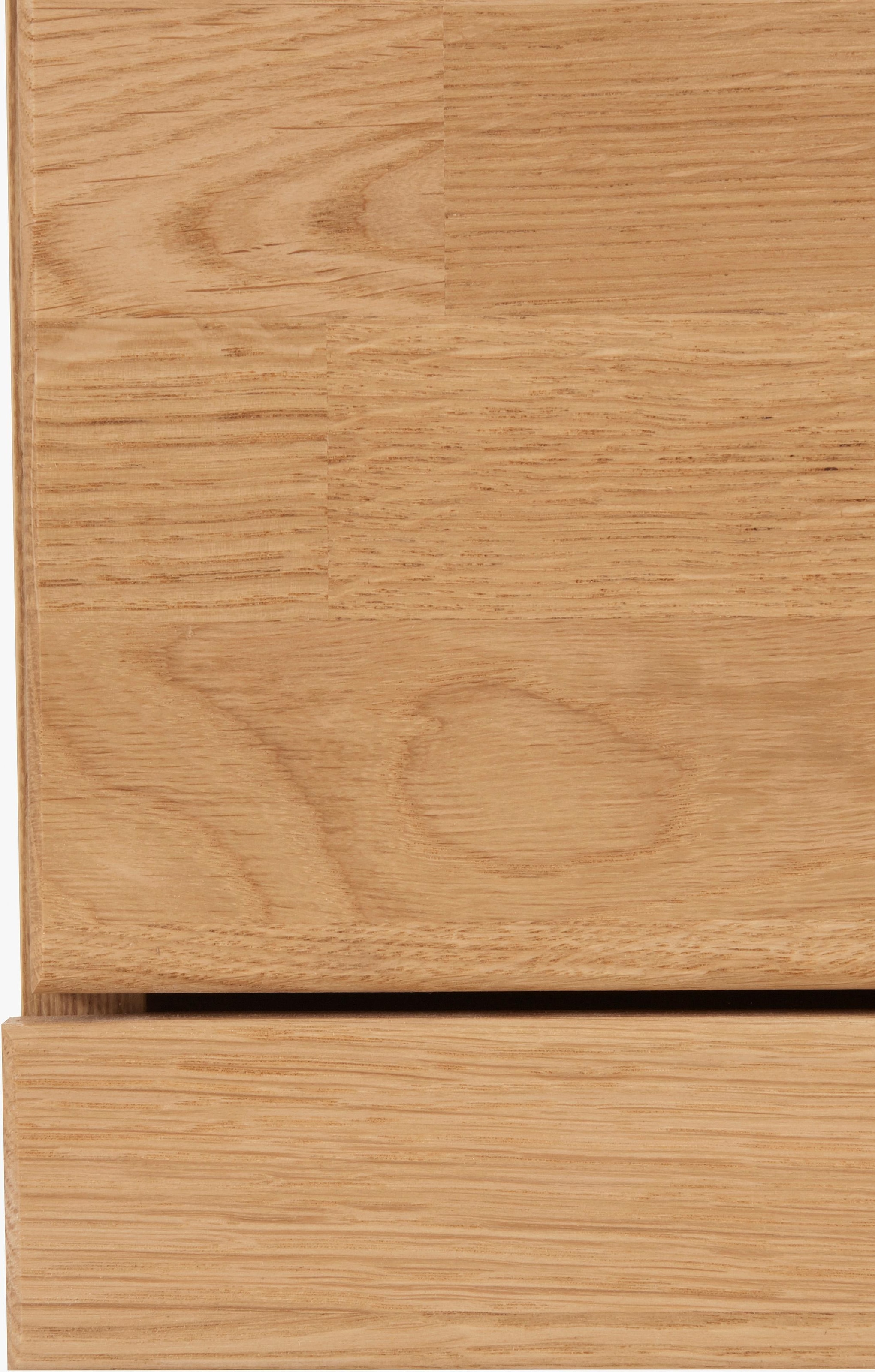Home affaire Highboard »Ribe,85cm breit,115cm hoch, Fronten Massivholz,4 breite Fächer«, Korpus Holzwerkstoff,2Türen mit Glaseinsatz, Böden versetzbar
