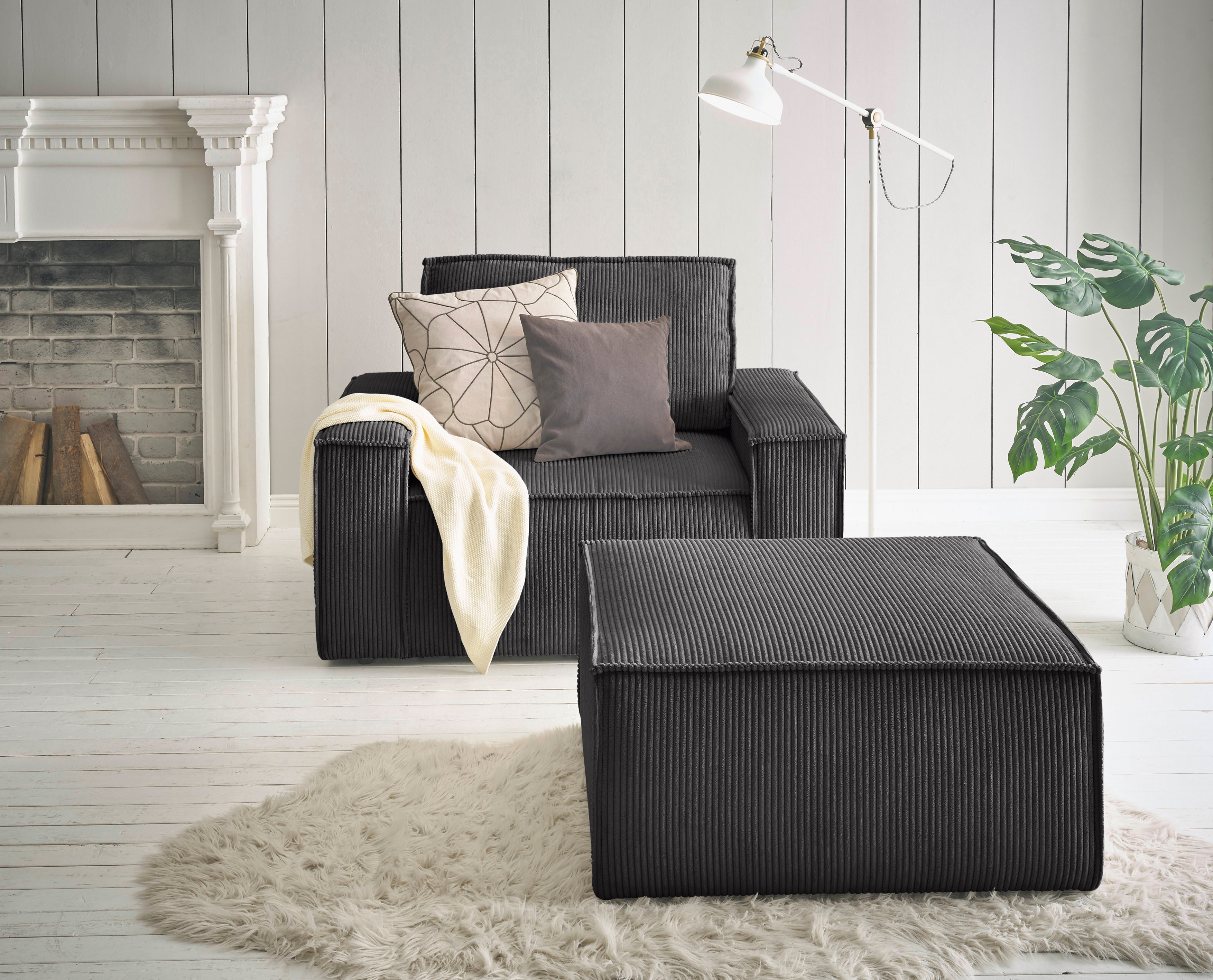 OTTO home Sessel "SHERWOOD Cord Sessel-Set" Loveseat und Hocker im Set, passend zur Polster-Serie SHERWOOD
