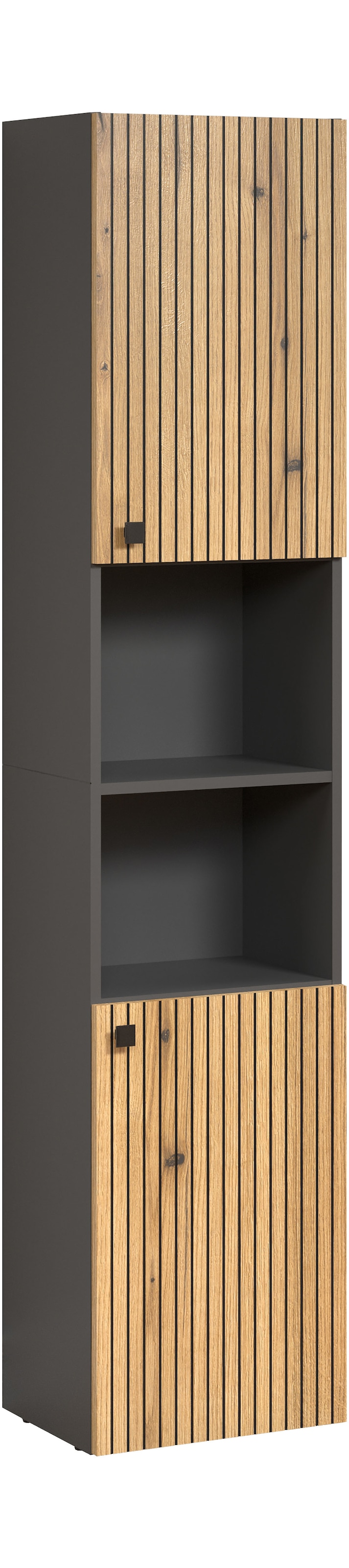 welltime Hochschrank »Amrum«, (1 St.), Breite 40cm, geräumiger Hochschrank Eiche Rillenoptik Badschrank