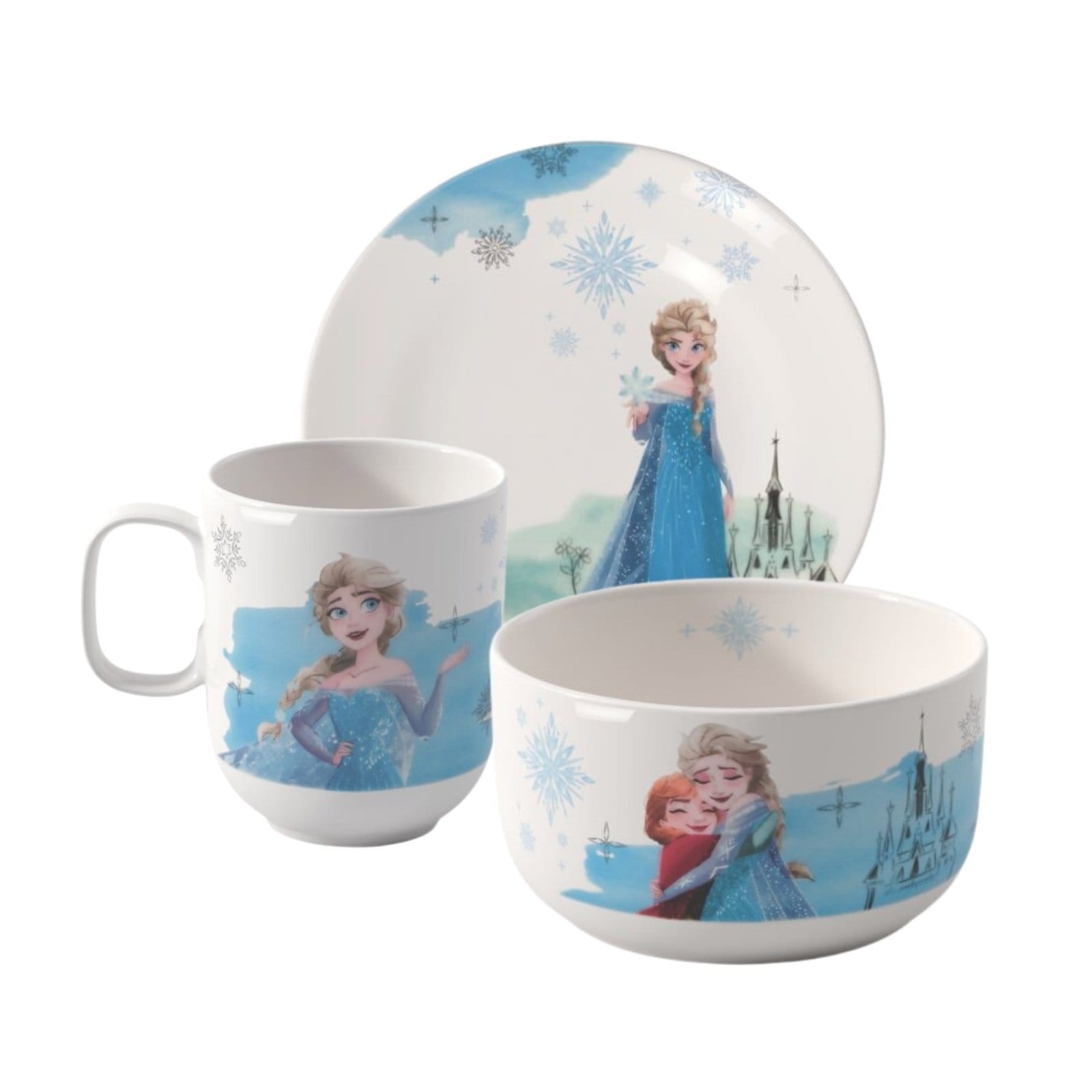 Villeroy & Boch Kindergeschirr-Set "Kindergeschirr-Set Disney Frozen 3er Set bunt" Spülmaschinenfest, Mikrowellensicher