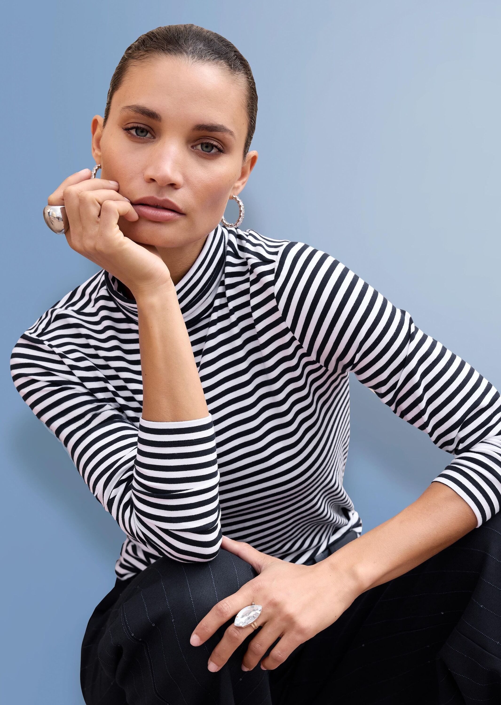 MADELEINE Langarmshirt »Shirt Ringelshirt mit Rollkragen«