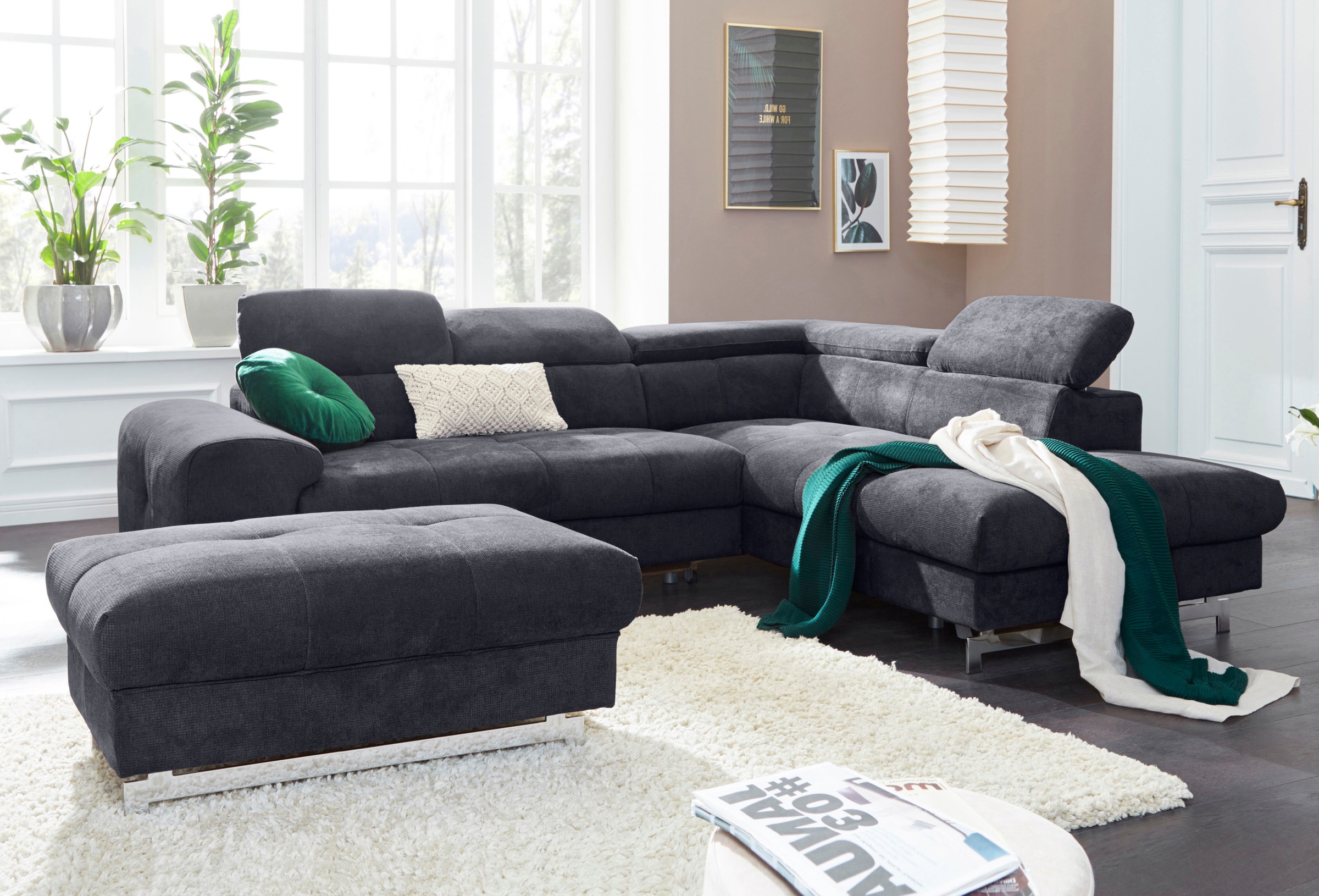 COTTA Ecksofa »Chef L-Form« mit Kopfteilverstellung, wahlweise mit Bettfunktion & Bettkasten