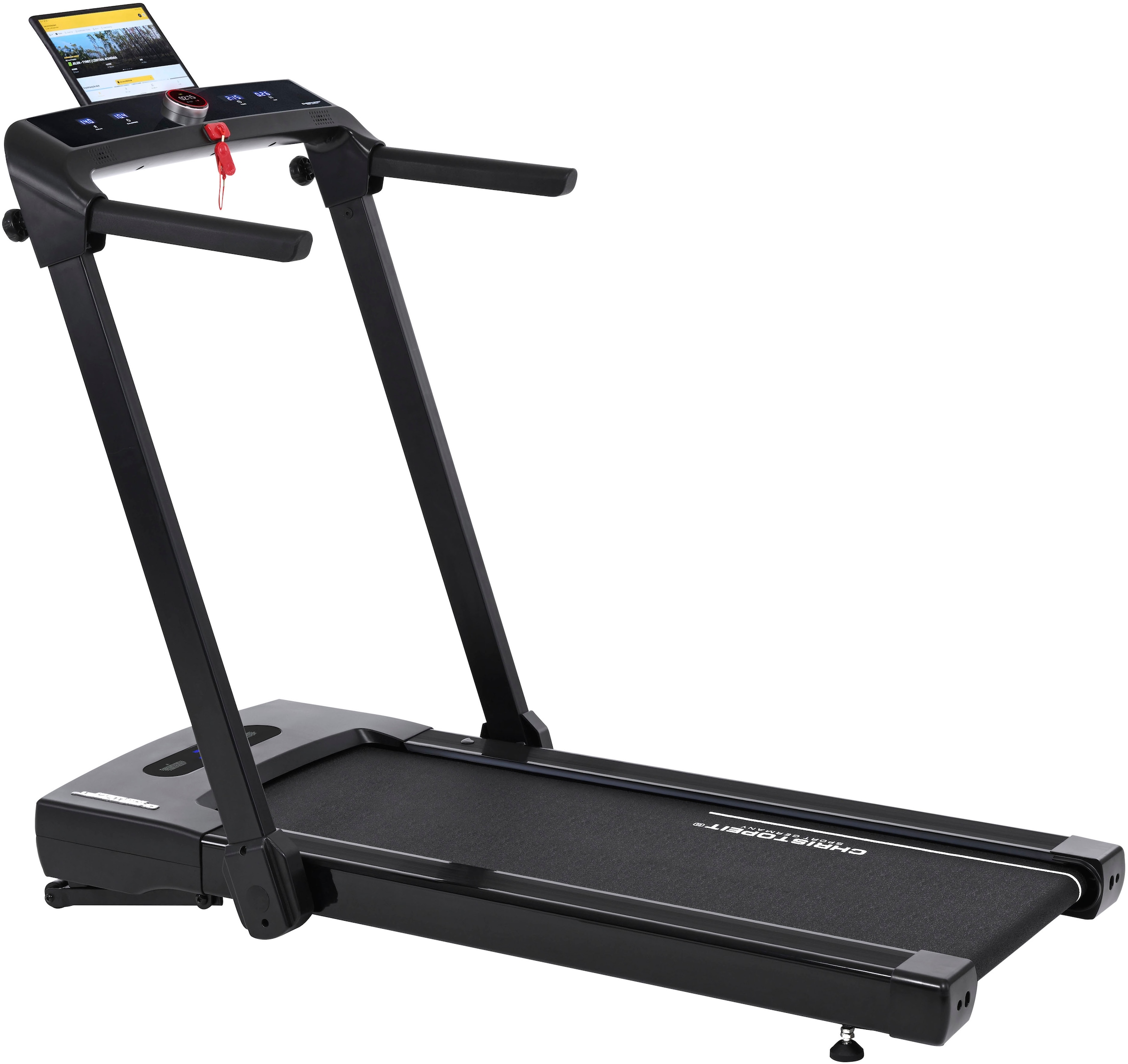 Laufband "2 in 1 Walking Pad und Laufband", ohne Unterlegmatte, rot, CHRISTOPEIT SPORT, Laufbänder, bis max. 14 km/h, klappbar, 120 kg max.