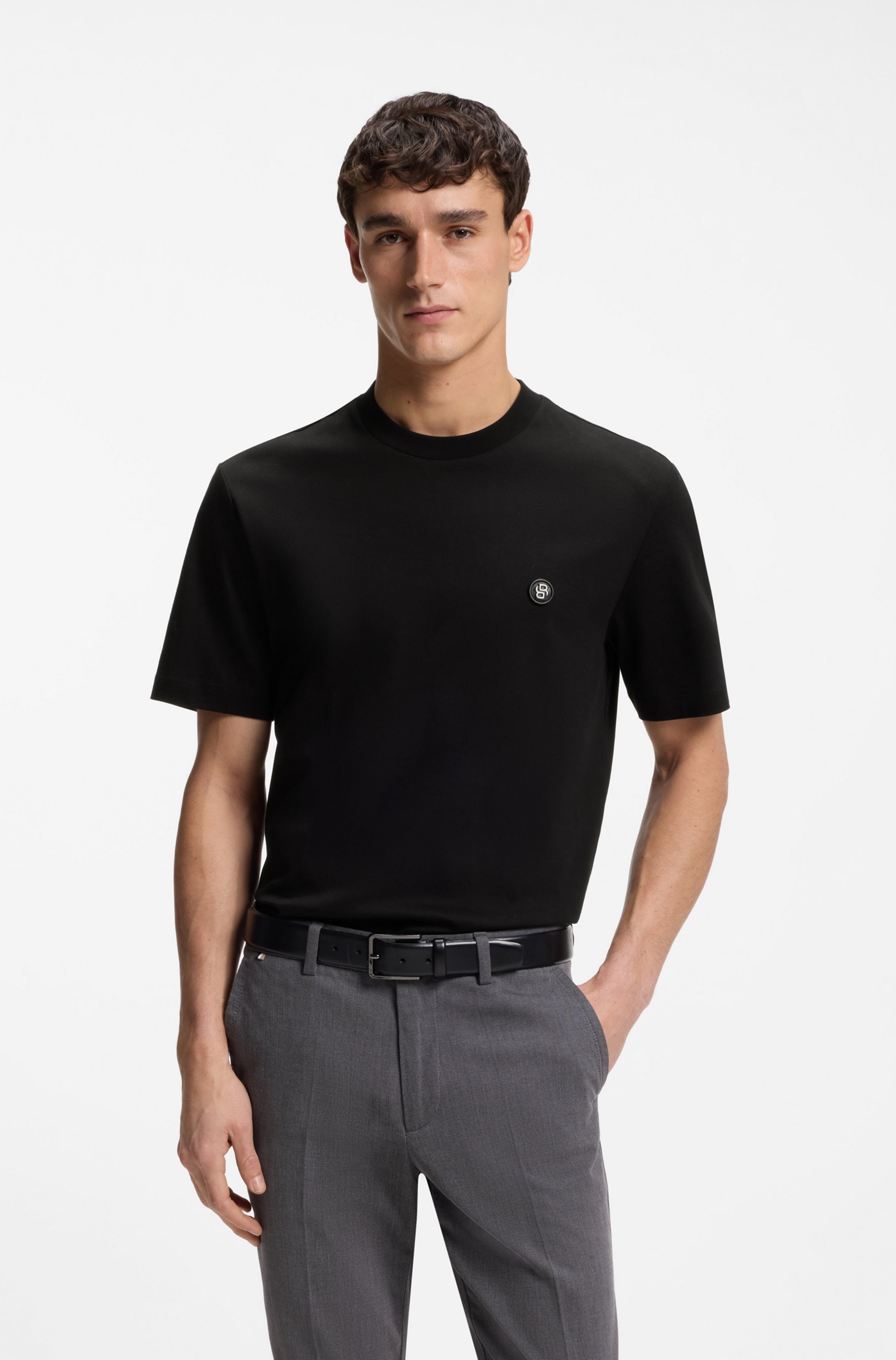 BOSS T-Shirt "C-Taut" Regular Fit, reine Baumwolle, BOSS-Logo