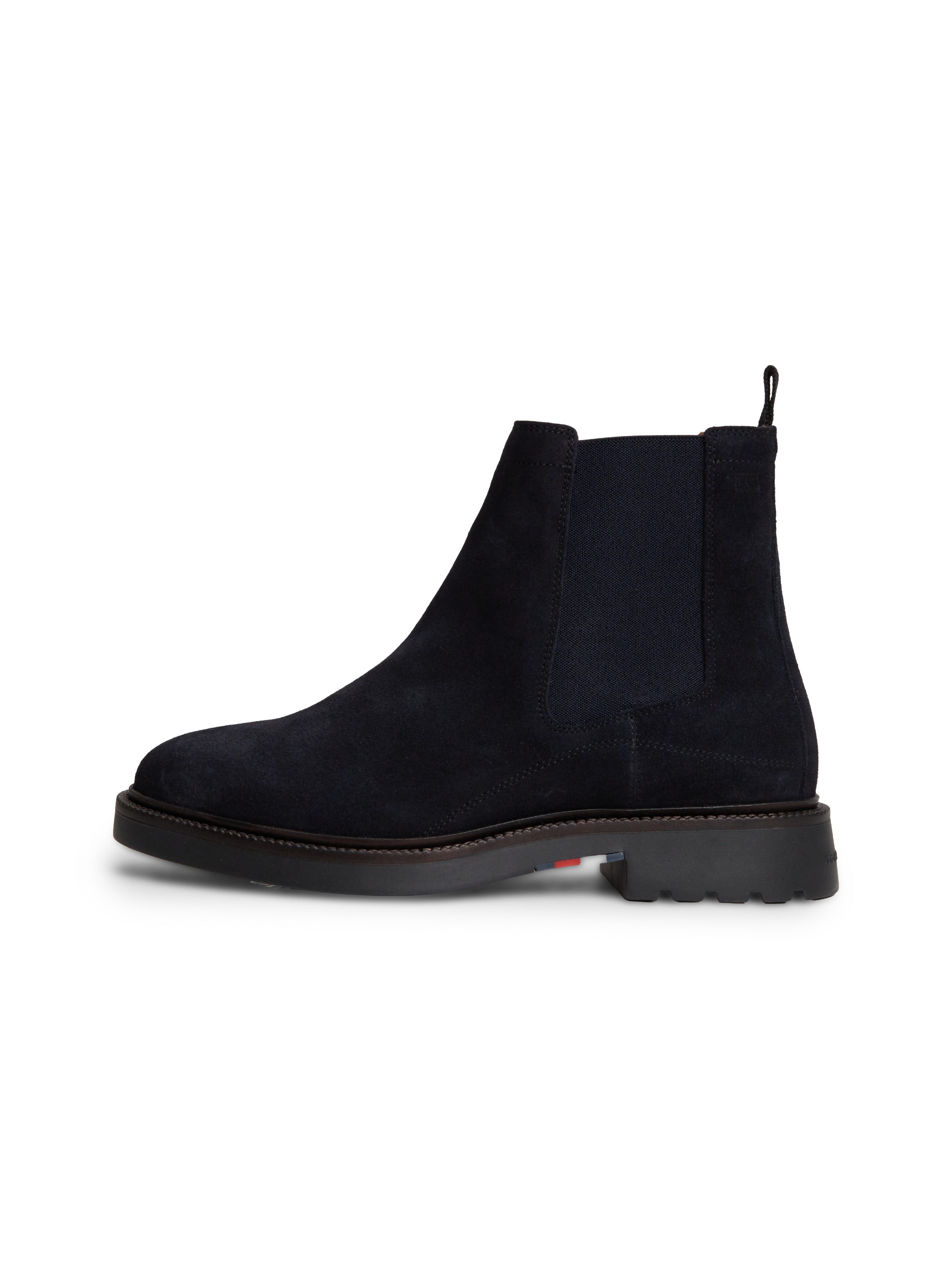 Tommy Hilfiger Chelseaboots »CORPORATE CASUAL SUEDE CHELSEA«  Blockabsatz, Stiefelette mit praktischer Anziehlasche