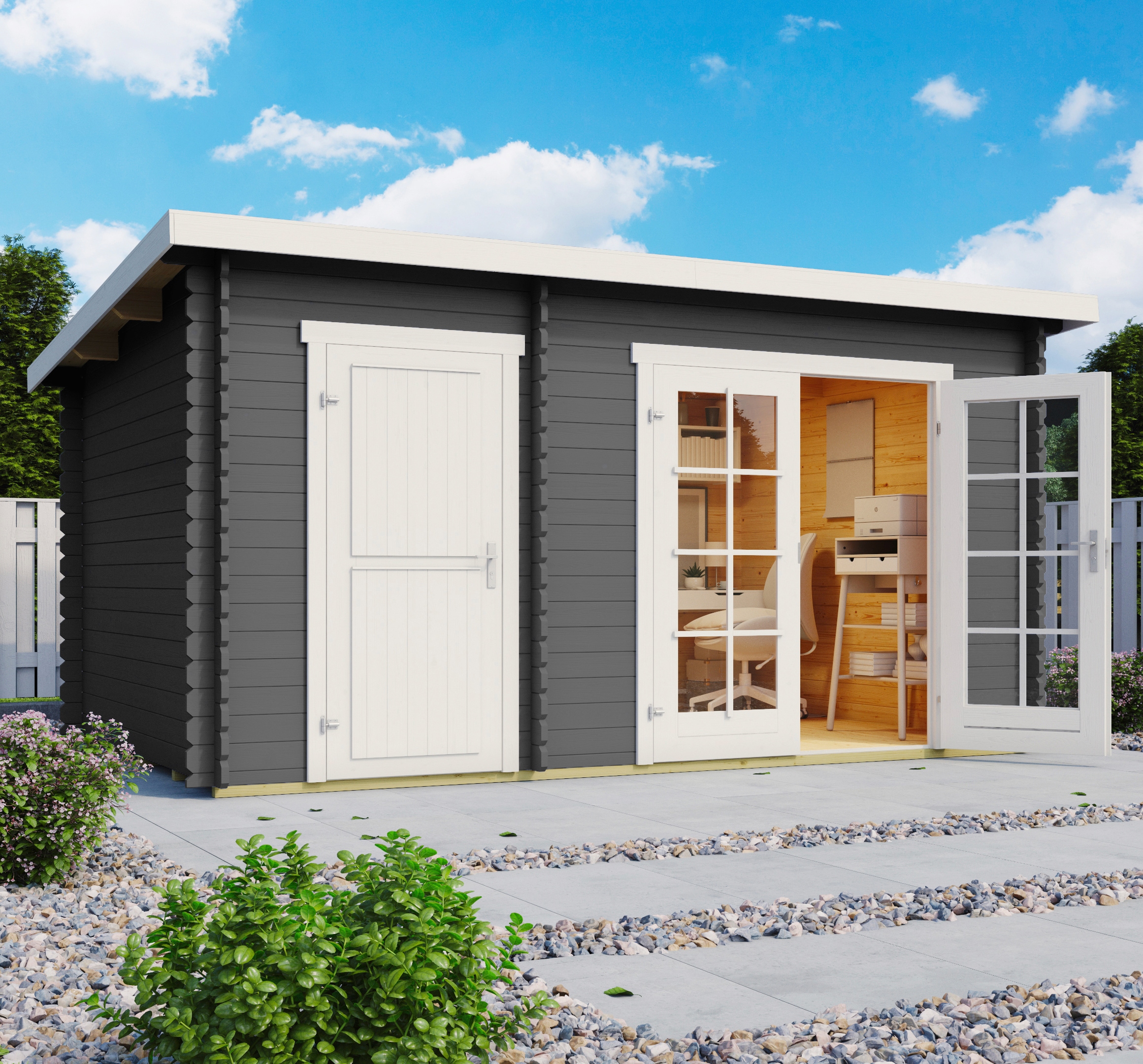 LASITA MAJA Gartenhaus "Belmont 1" Blockbohlenhaus 28mm, 2-Raum