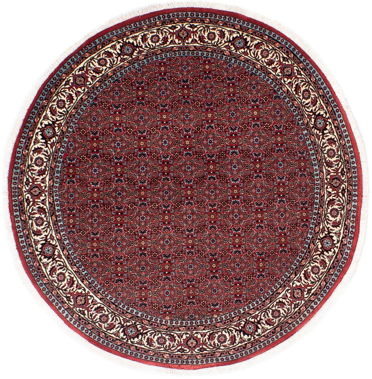 morgenland Orientteppich »Perser - Bidjar rund - 160 x 160 cm - dunkelrot«, rund, Wohnzimmer, Handgeknüpft, Einzelstück mit Zertifikat