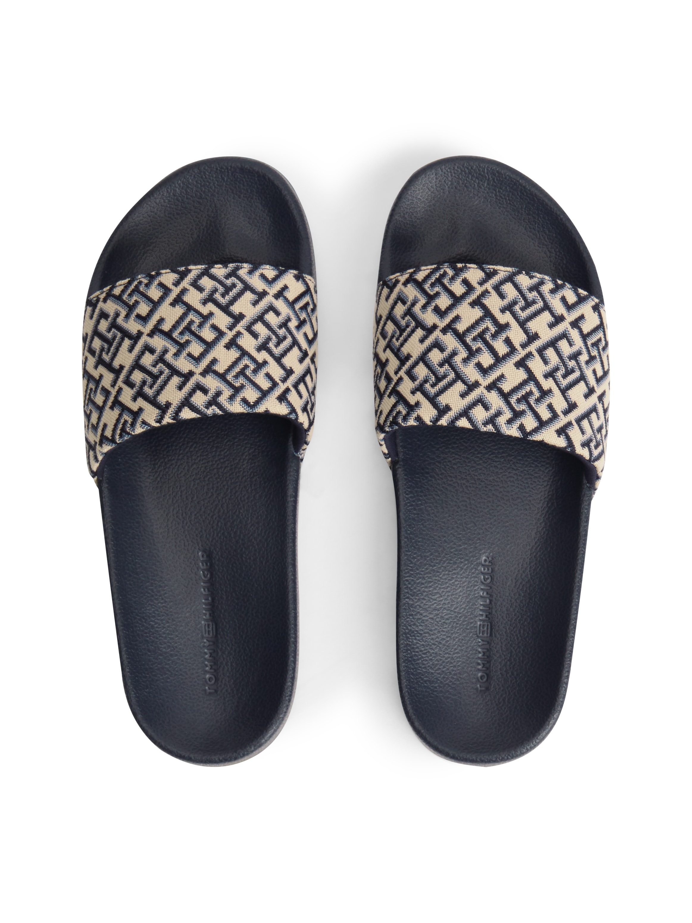 Tommy Hilfiger Pantolette »TH MONOGRAM POOL SLIDE«  Sommerschuh, Strandschuh mit logobedruckter Bandage