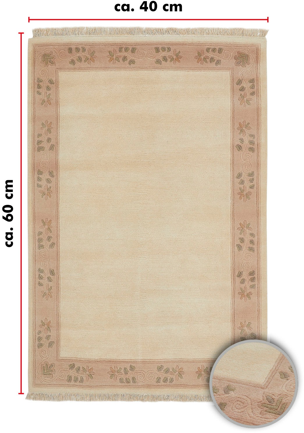 LUXOR living Wollteppich »Adour«, rechteckig, 18 mm Höhe, reine Wolle, handgeknüpft, mit Bordüre und Fransen, Wohnzimmer