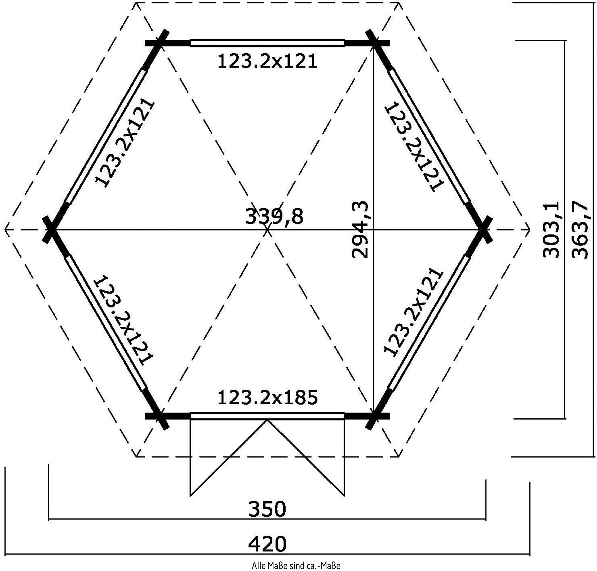 LASITA MAJA Pavillon »Ilmenau«, (Set, Inklusive Fußbodenbretter zum Verlegen), BxT: 420x363,7 cm, Fichtenholz
