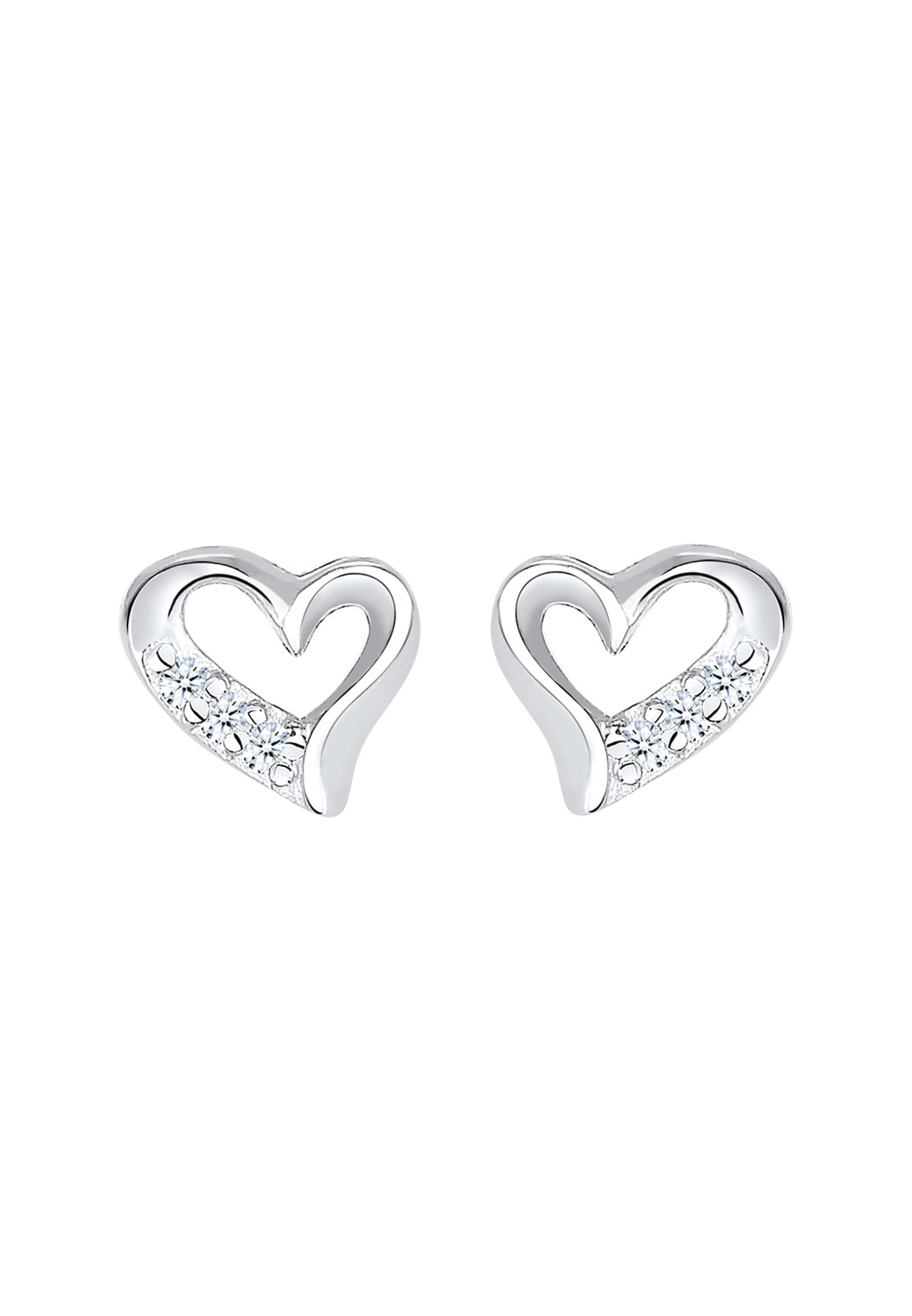 Elli DIAMONDS Paar Ohrstecker »Herz Liebe Diamant (0.03 ct.) 925 Silber«