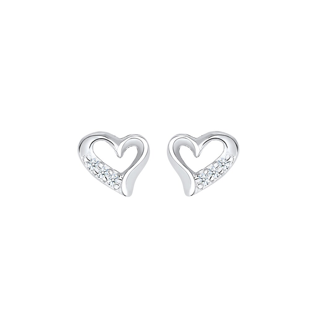 Elli DIAMONDS Paar Ohrstecker »Herz Liebe Diamant (0.03 ct.) 925 Silber«