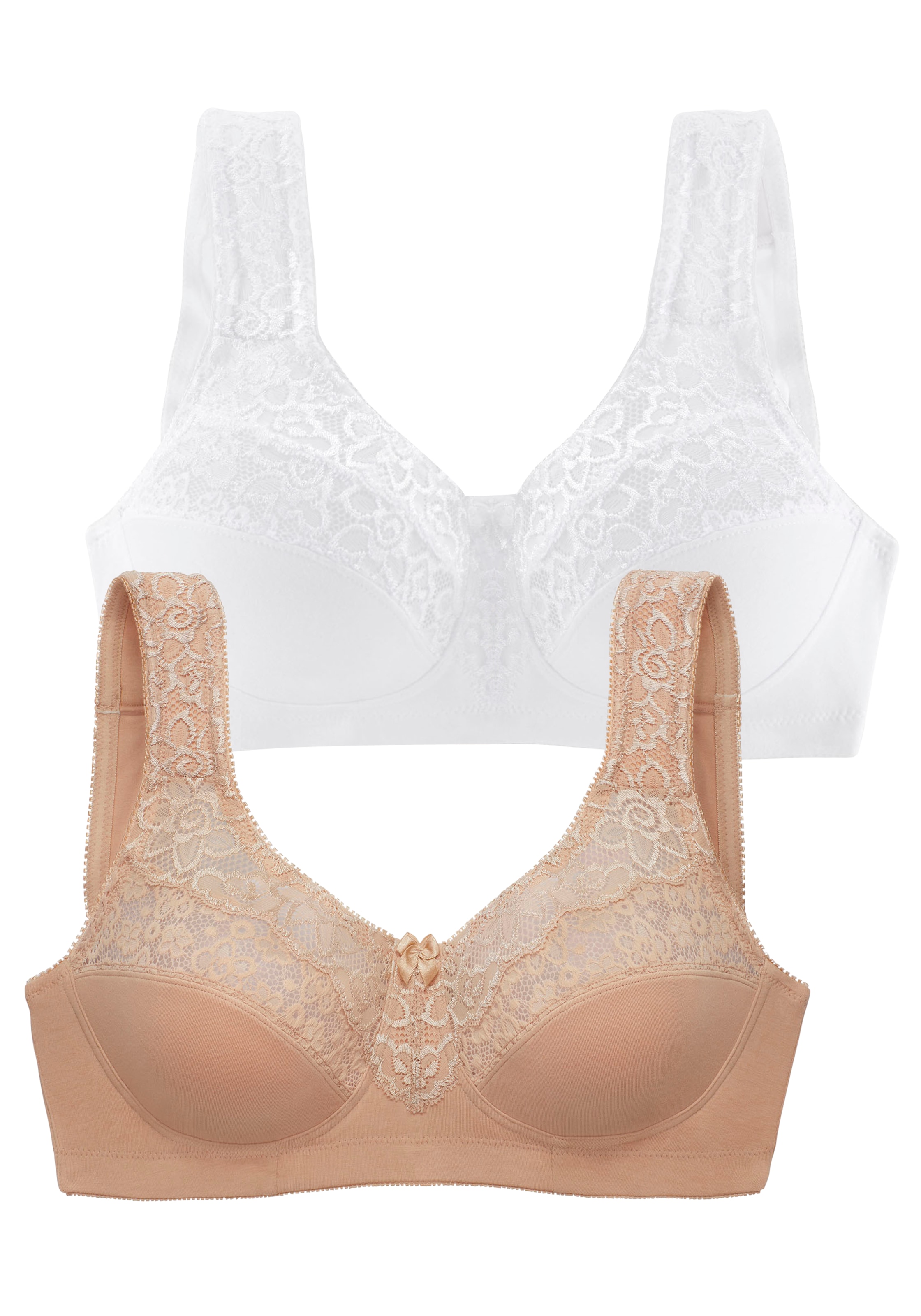 petite fleur by Lascana Entlastungs-BH Packung,  ohne Bügel, Baumwollqualität, Packung – ideal für große Größen