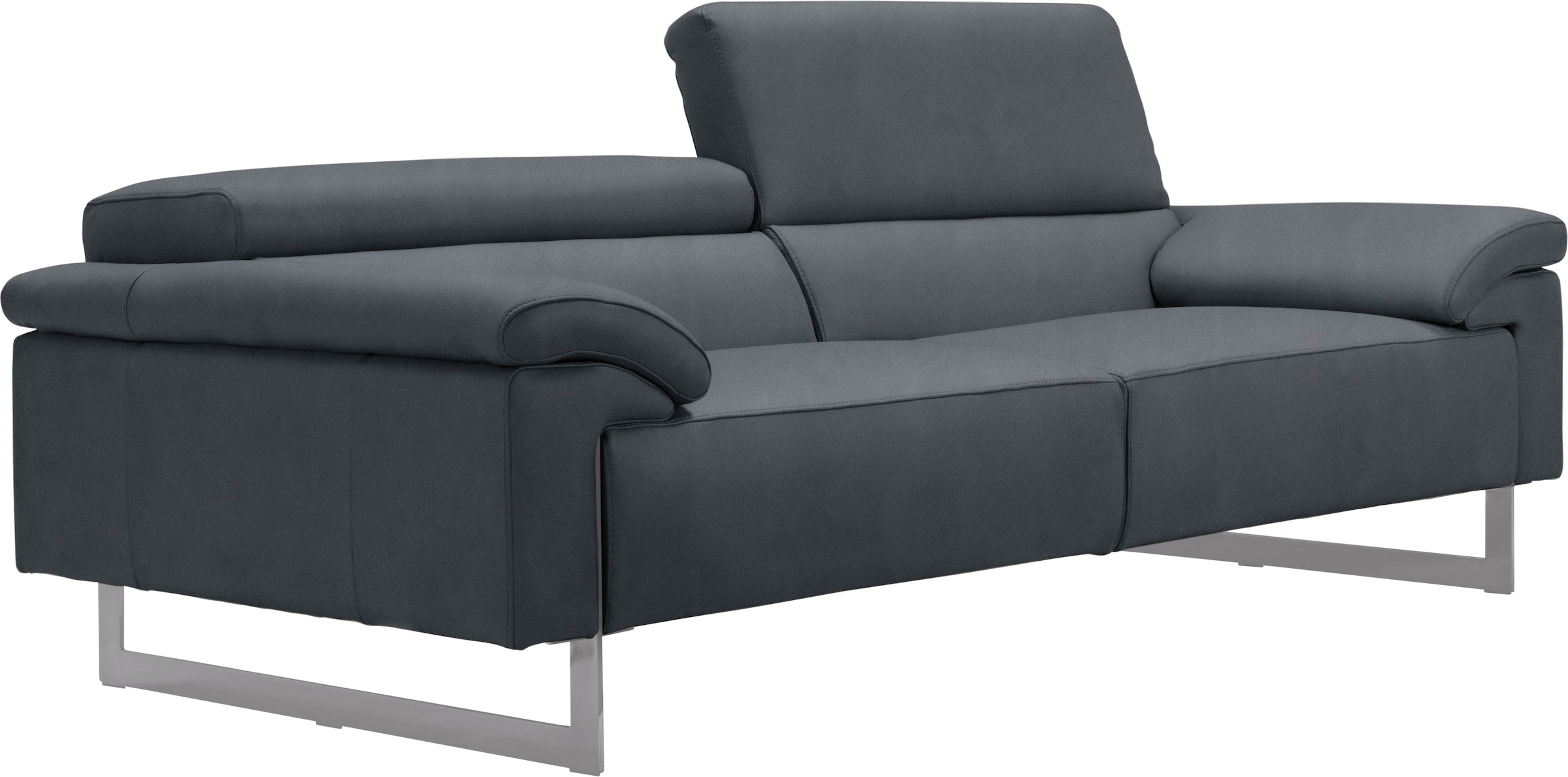 Egoitaliano 2,5-Sitzer »Malika, Designsofa mit hohem Sitzkomfort, edel und bequem«, inkl. Kopfteilverstellung und chromfarbenen Metallfüßen