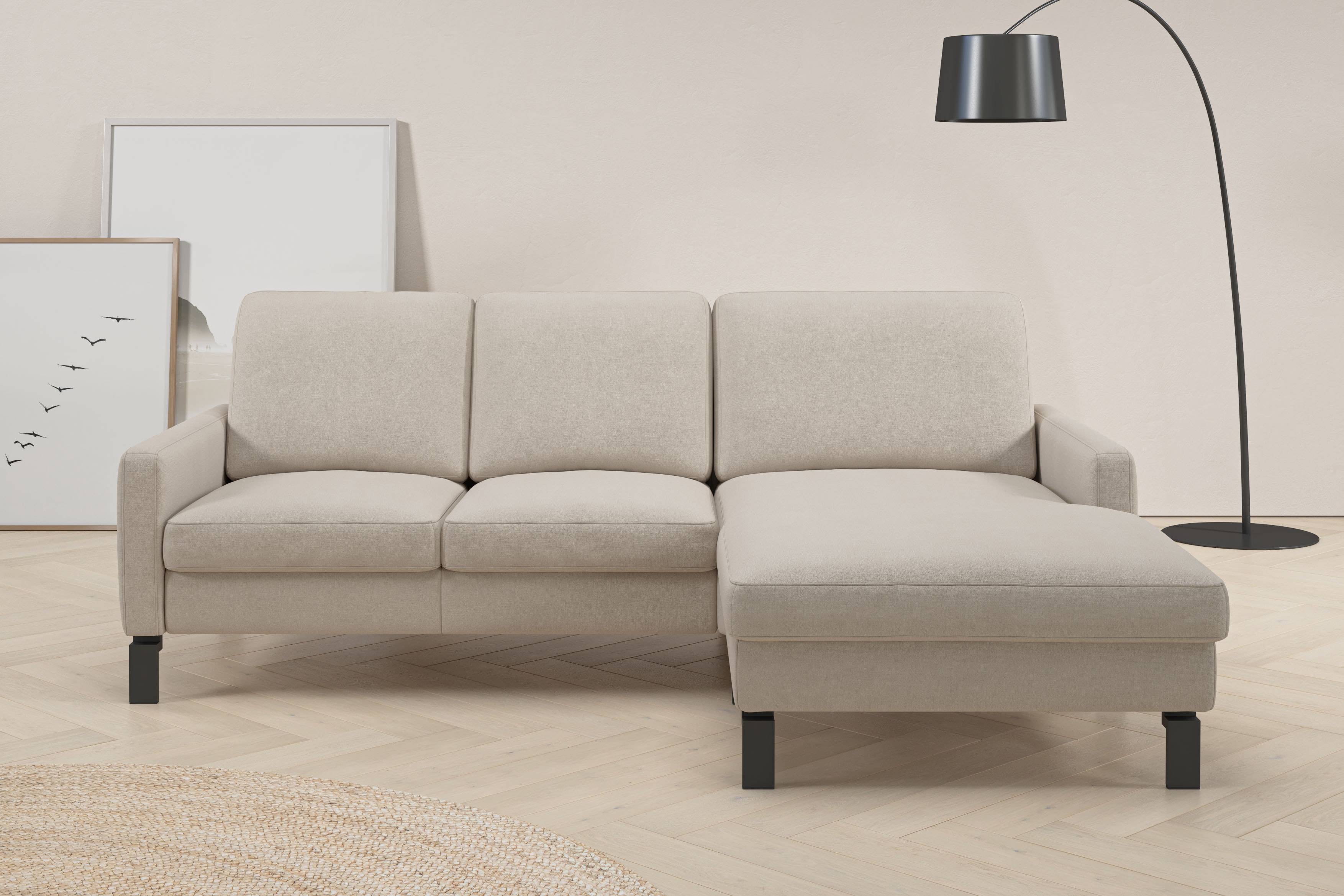 Home affaire Ecksofa "Lecce, L-Form, Federkernpolsterung, Breite 224 cm" inkl. saugroboterfreundliche Höhe & schmale Armlehnen