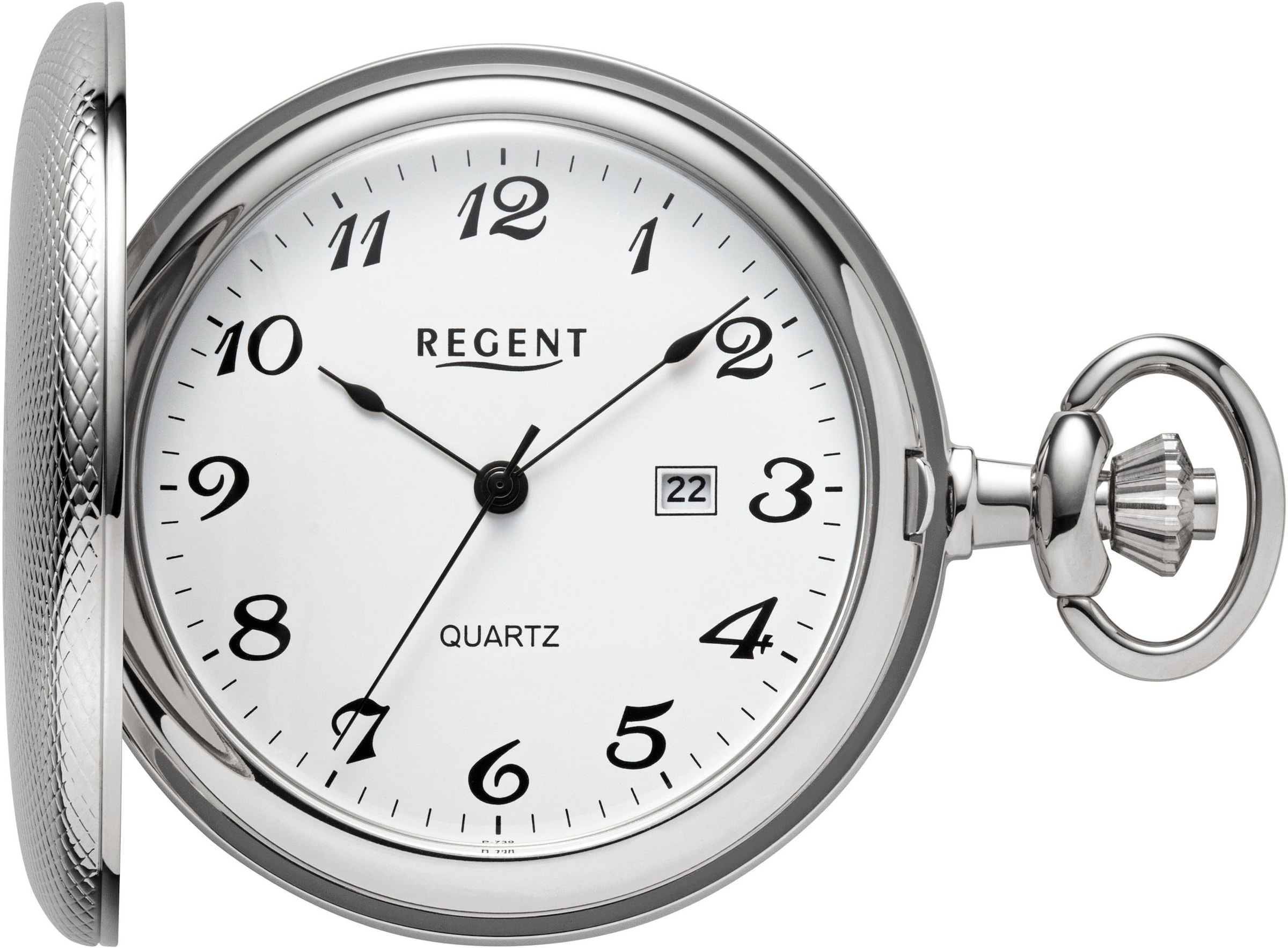 Regent Taschenuhr »P739-19537749«, (Set, 2 tlg., mit dazu passender Kette), Quarzuhr, Herrenuhr, Datum, Acrylglas