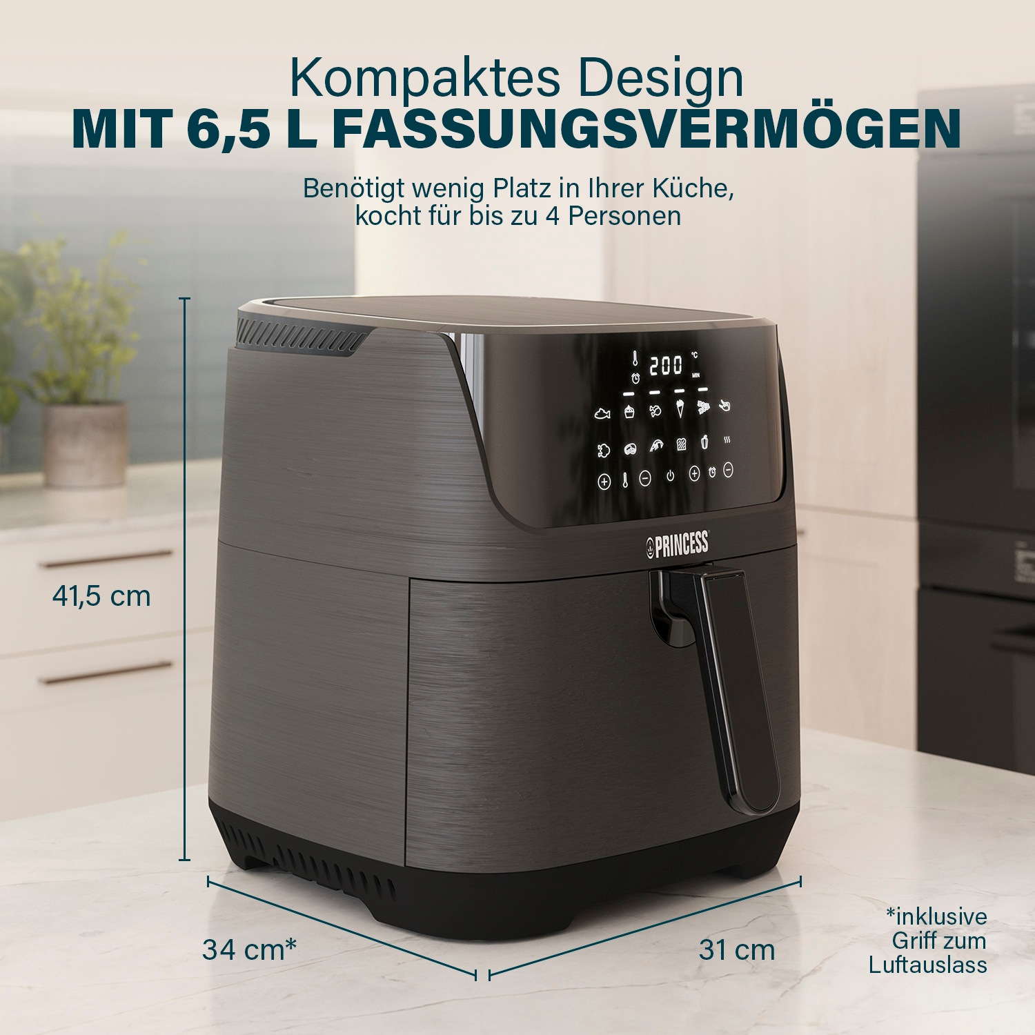 PRINCESS Heißluftfritteuse »182061«, 1800 W, Fassungsvermögen 6,5 l, mit herausnehmbarer Trennwand