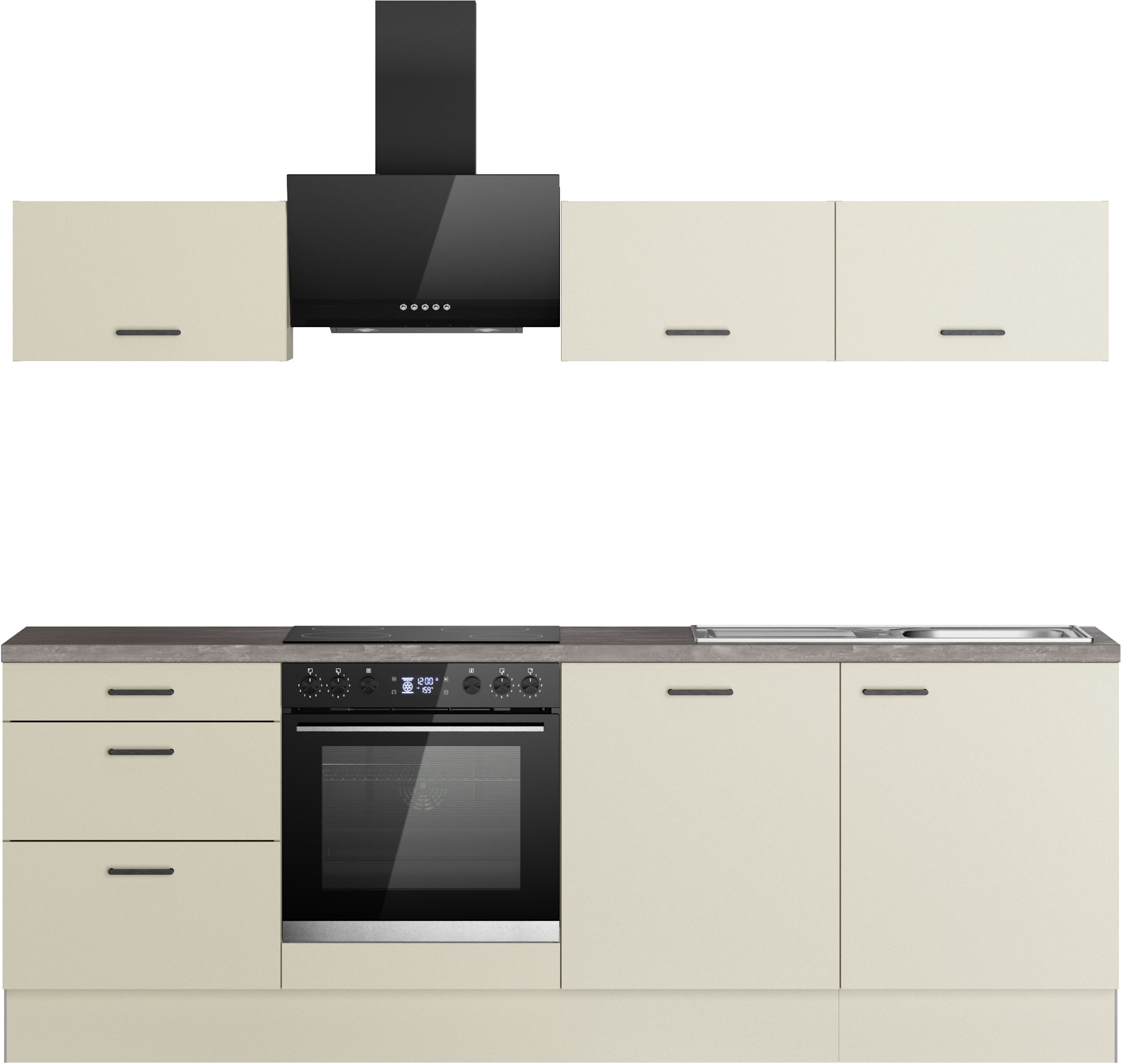 KOCHSTATION Küchenzeile "KS-Sion Breite 240 cm" schnelle Montage OPTIsnap, wahlw. m.HANSEATIC-E-Geräten u.Stand Alone