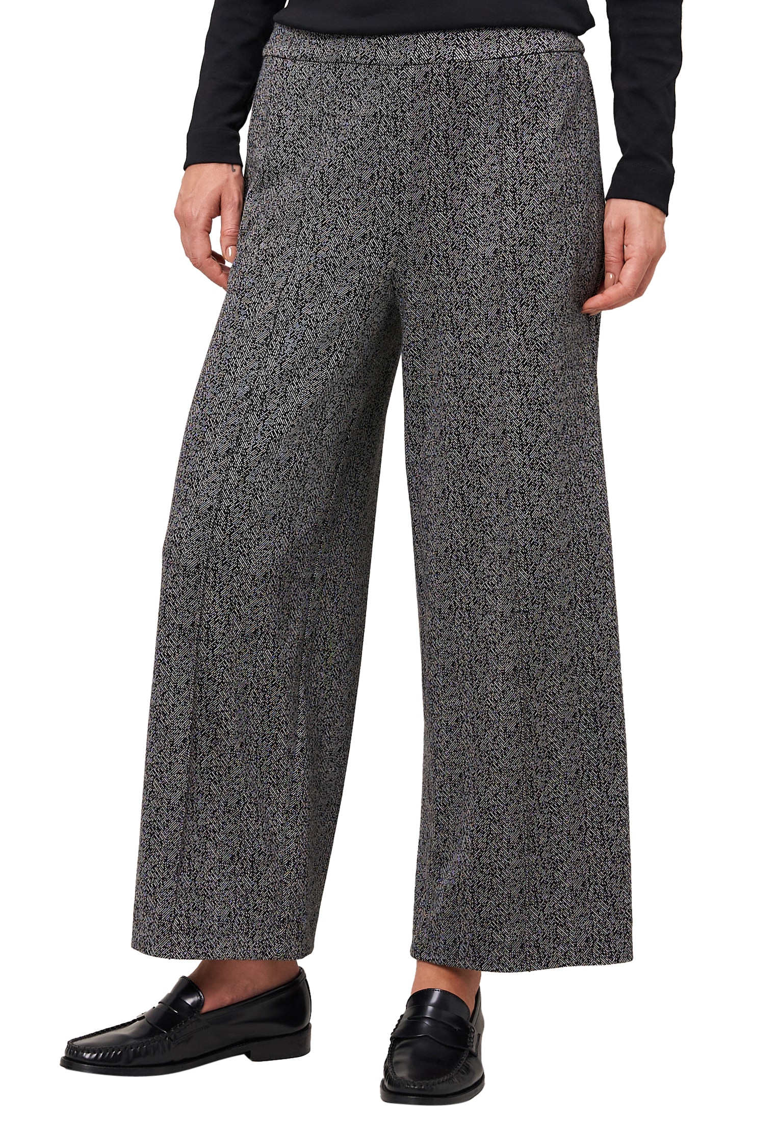 Zero Stoffhose "zero Damen Jacquard-Hose weites Bein 26 Inch", Plain/ohne D günstig online kaufen