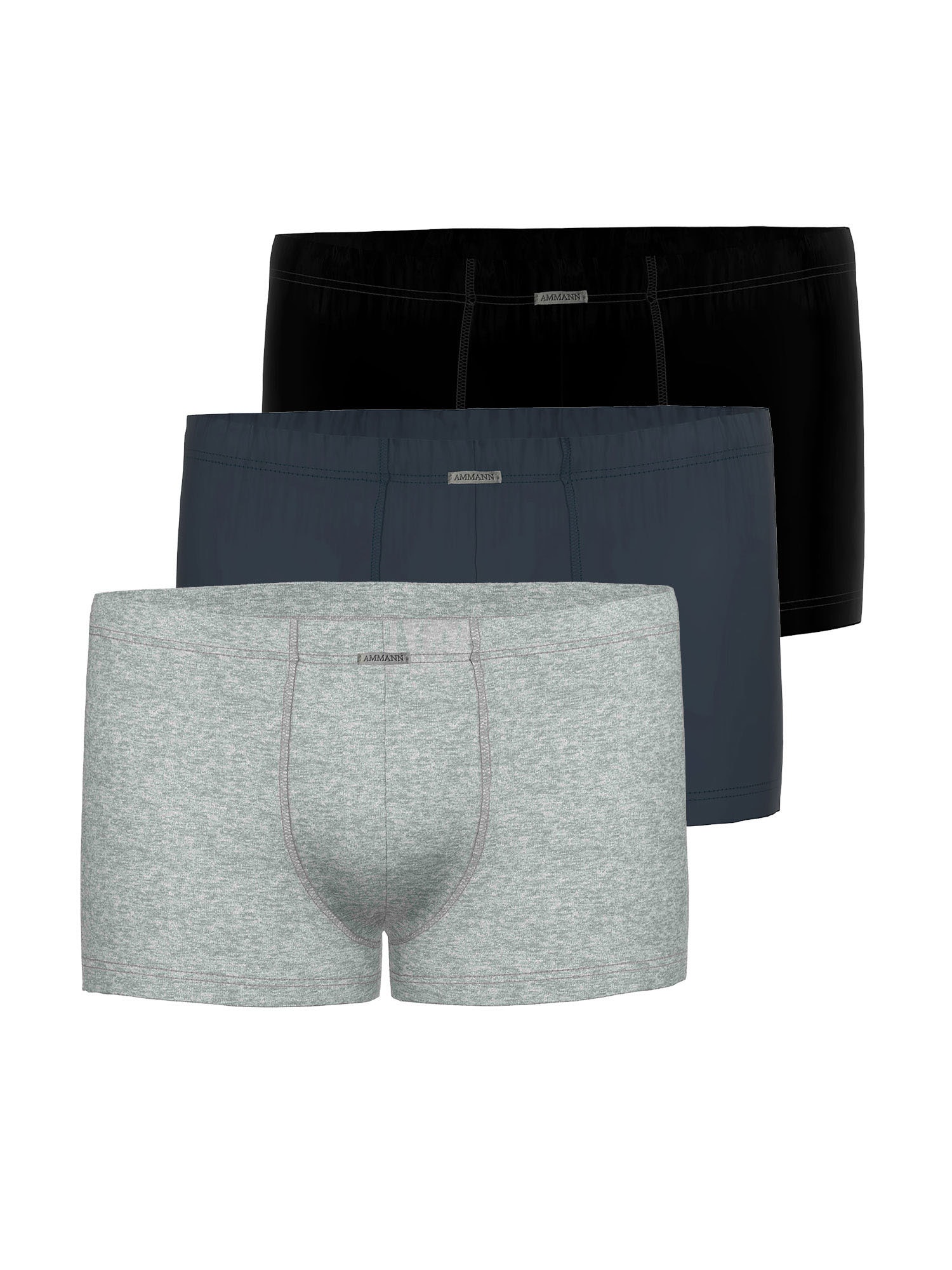 AMMANN Herren Boxershorts "3er Pack Retro Short Day Modern / Close to you", Gr. 6, grau, Single-Jersey, Obermaterial: 93% Baumwolle CO. 7% Elasthan