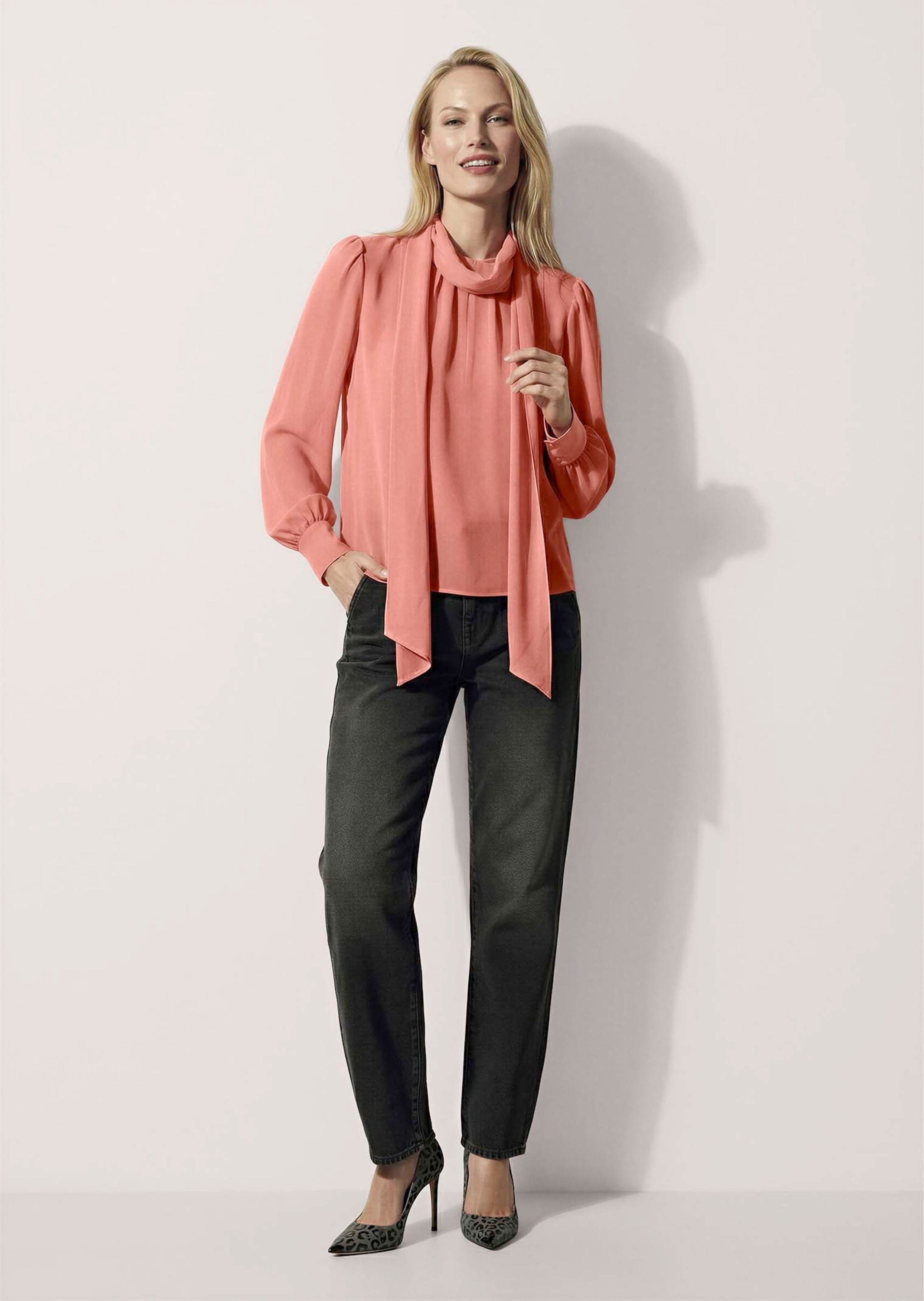 MADELEINE Langarmbluse »Bluse Chiffonbluse mit Schluppenband«
