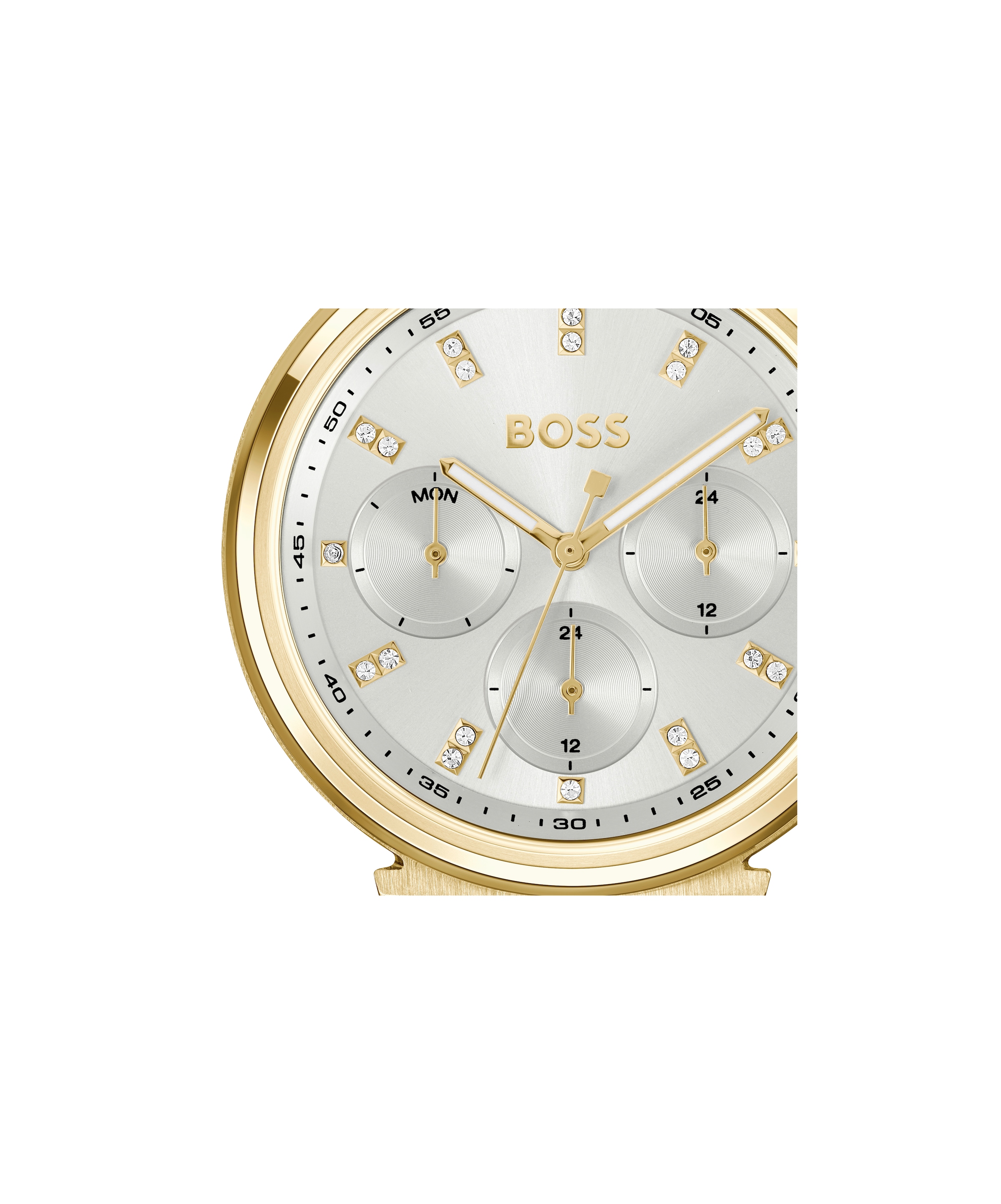 BOSS Multifunktionsuhr »ONE« Quarzuhr, Armbanduhr, Damenuhr, Edelstahlarmband, analog