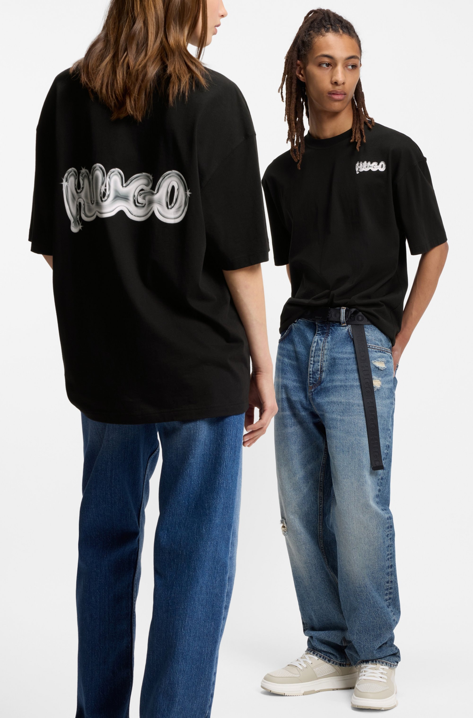 HUGO Blue T-Shirt »Nyrotee« Rundhalsausschnitt, loose fit, Logoprint