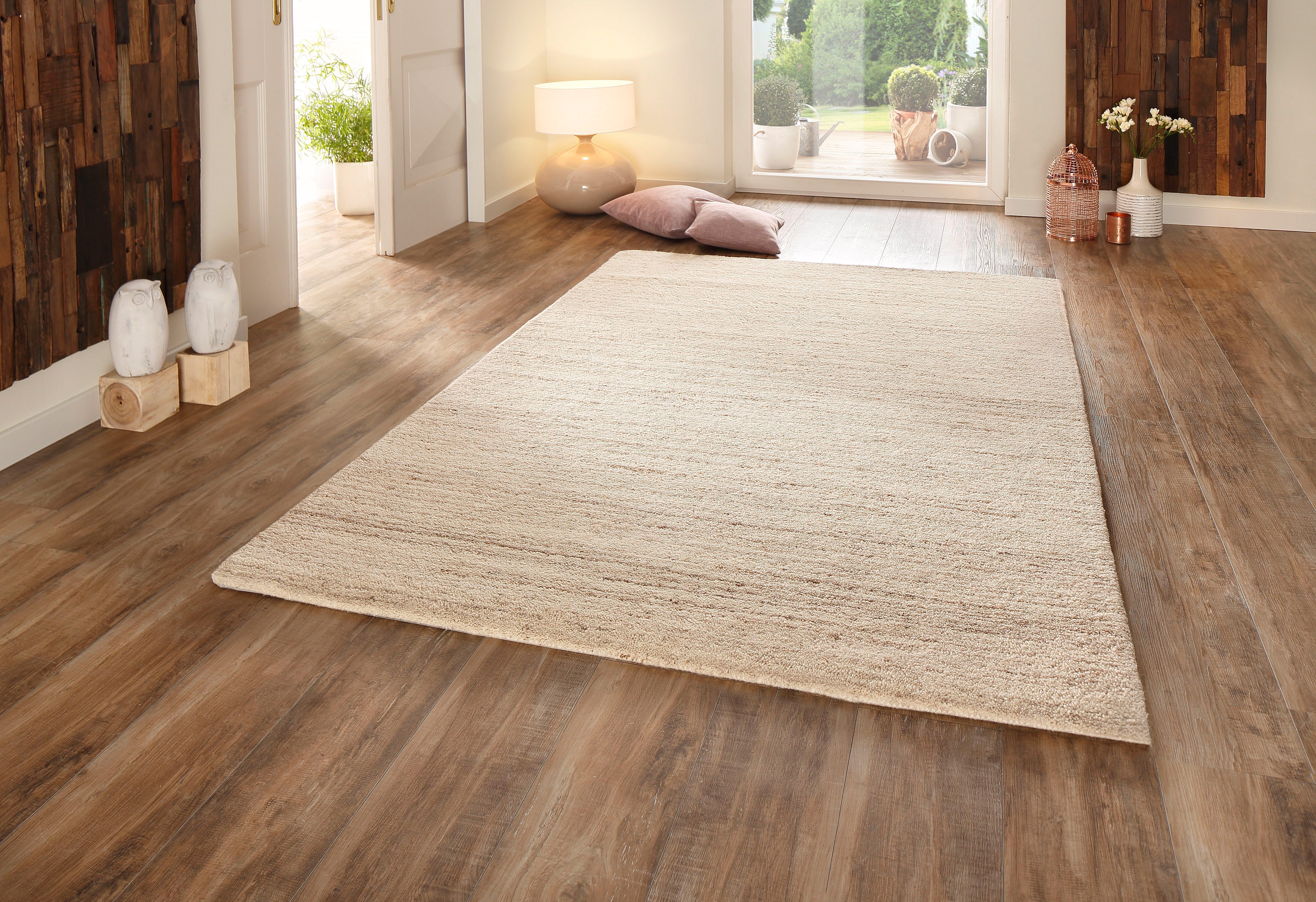 THEKO Wollteppich "Janne, Berber Teppich, Wolle, meliert, handgearbeitet" rechteckig 20 mm Höhe handgetuftet, Wohnzimmer, Schlafzimmer, Esszimmer