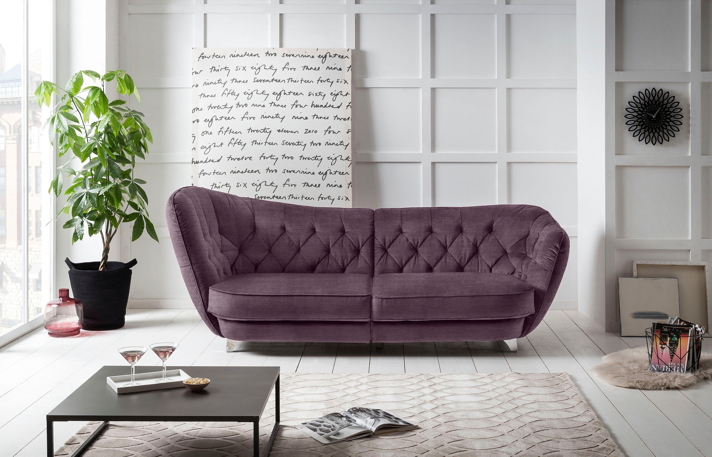 Leonique Big-Sofa »Retro«, stylischer Hochlehner