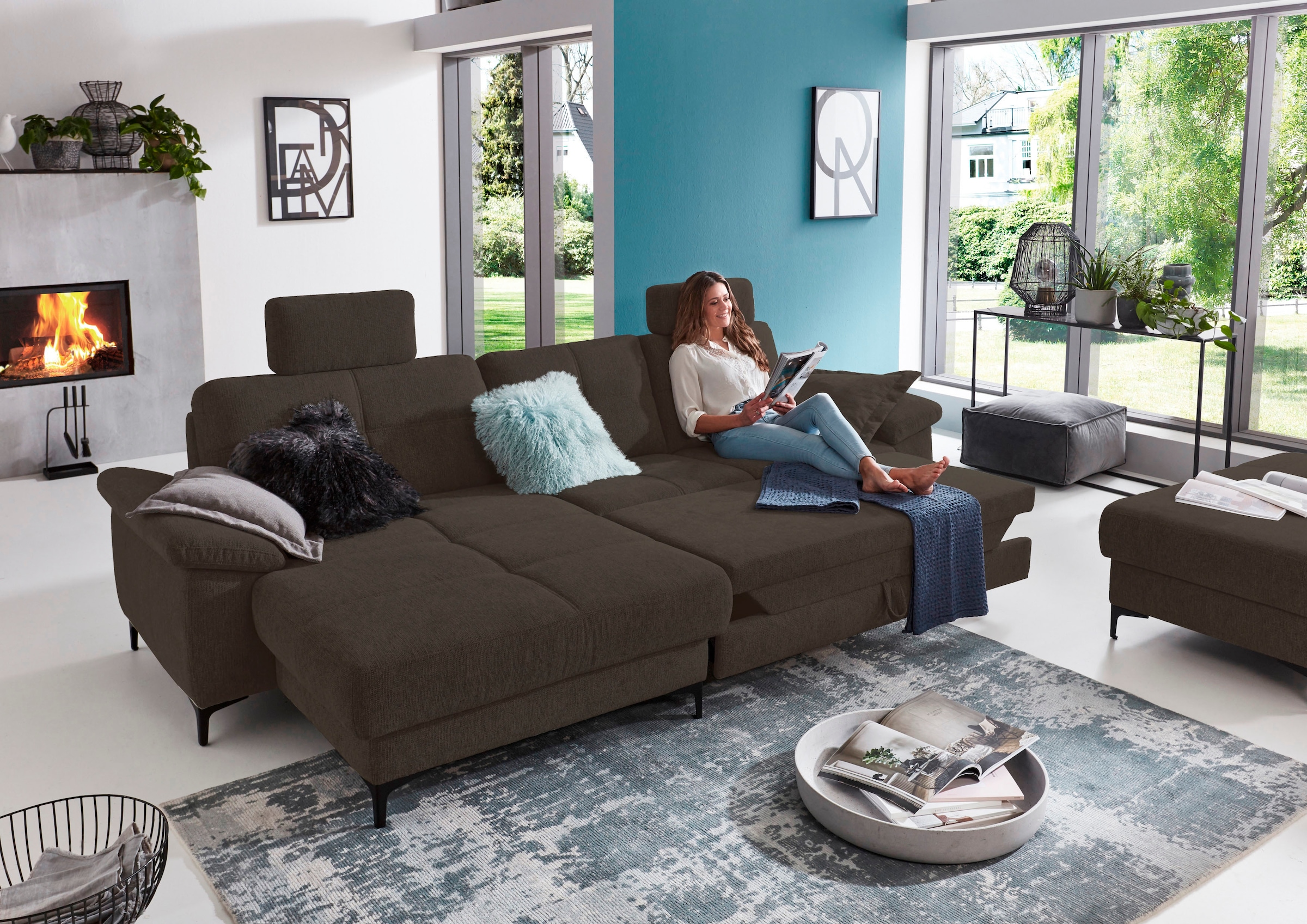 3C Carina Ecksofa »Burnaby bequem und modern, OTTOs Choice, L-Form«, 2 Kopfstützen, optional mit Schlaf- und motorischer Relaxfunktion