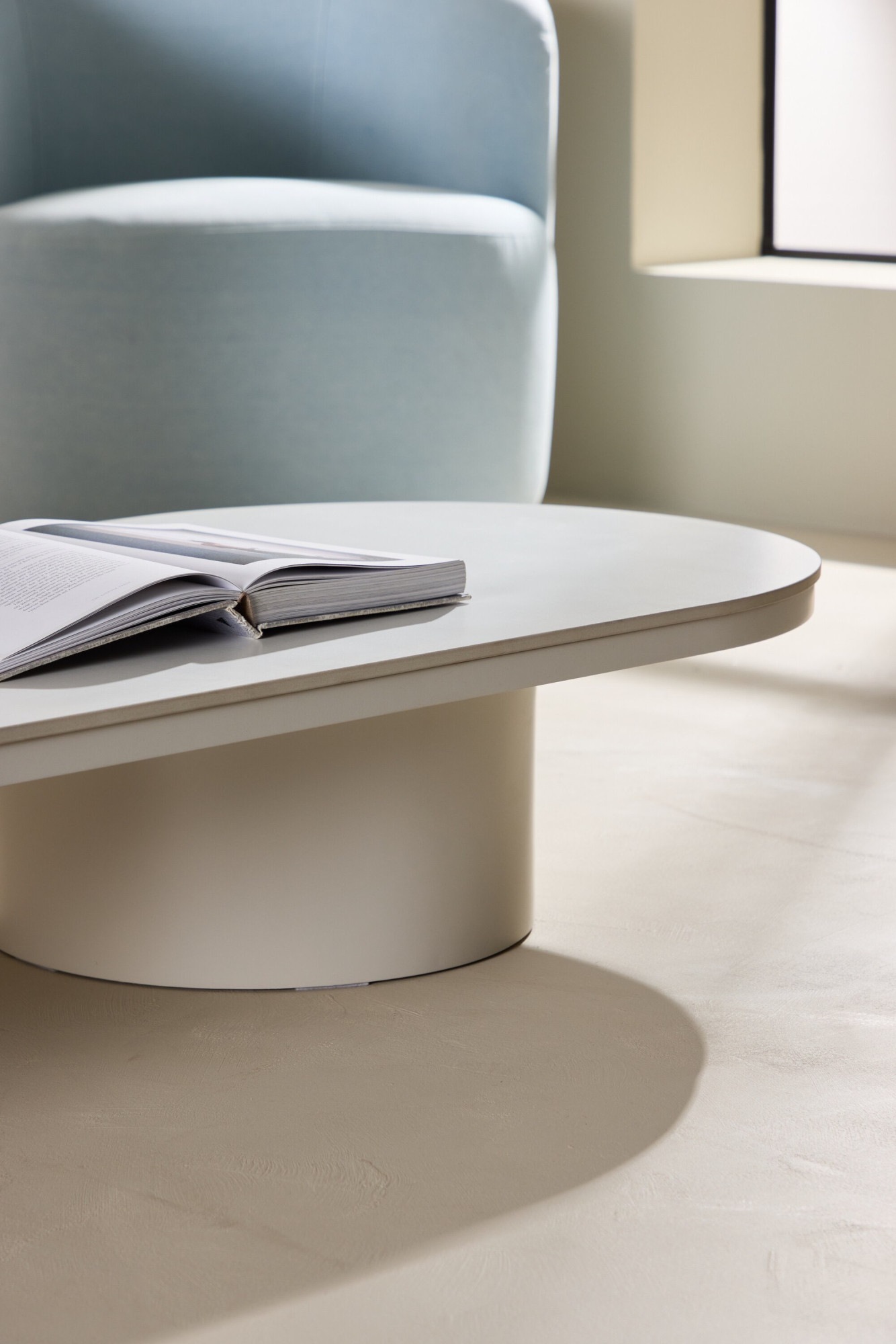 Venture Home Couchtisch »Narvik, ovaler Couchtisch 190 × 60 cm mit Sinterstein-Tischplatte« Sofatisch, MDF, 3D-Papier, sehr niedrig, rundliche Form, geräumig