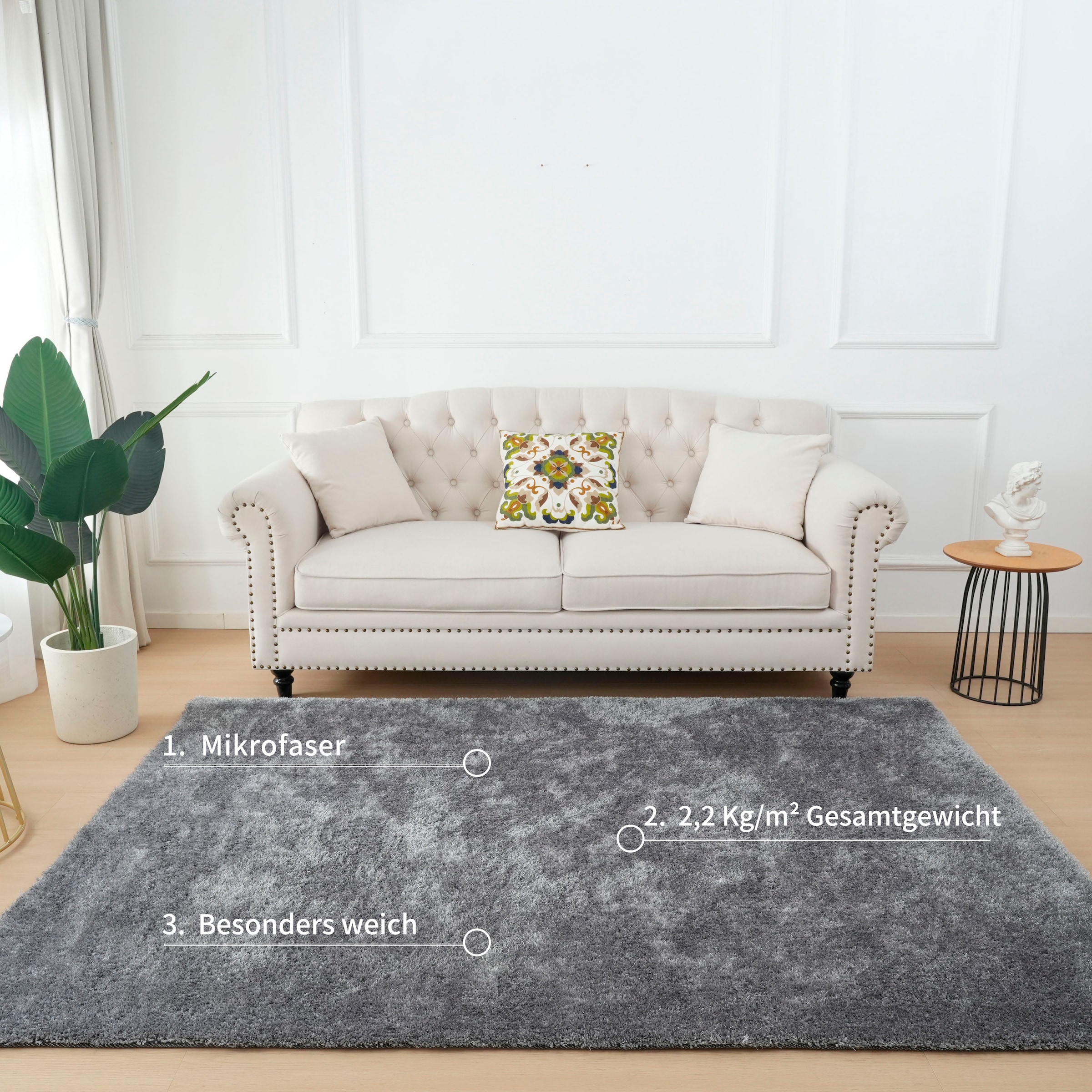 my home Hochflor-Teppich »Dana light, besonders weich, Mikrofaser Teppiche«, rechteckig, 25 mm Höhe, uni, leichter Glanz, Wohnzimmer, Schlafzimmer, Esszimmer