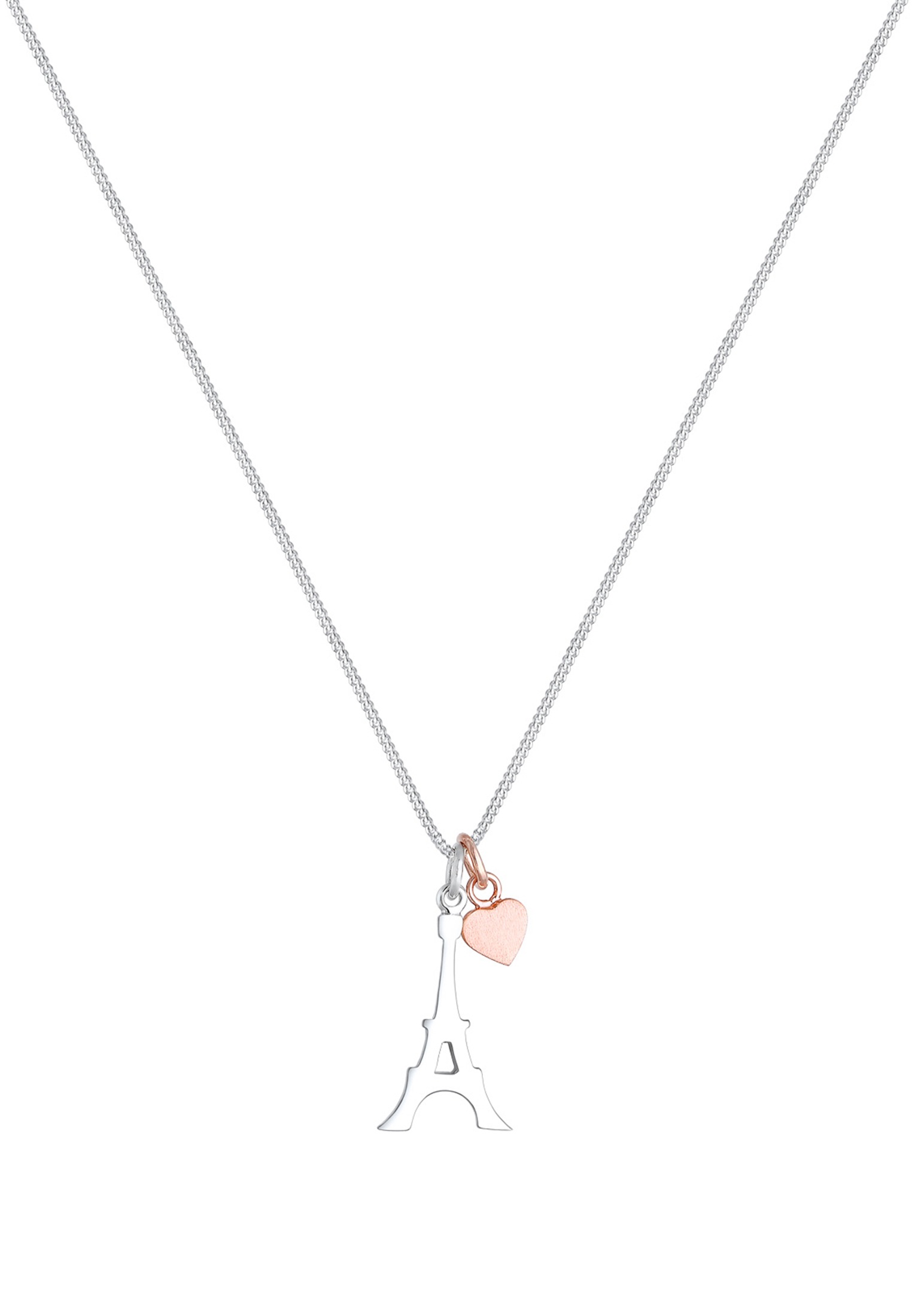 Elli Kette mit Anhänger »Eiffelturm Herz Matt 925 Sterling Silber«