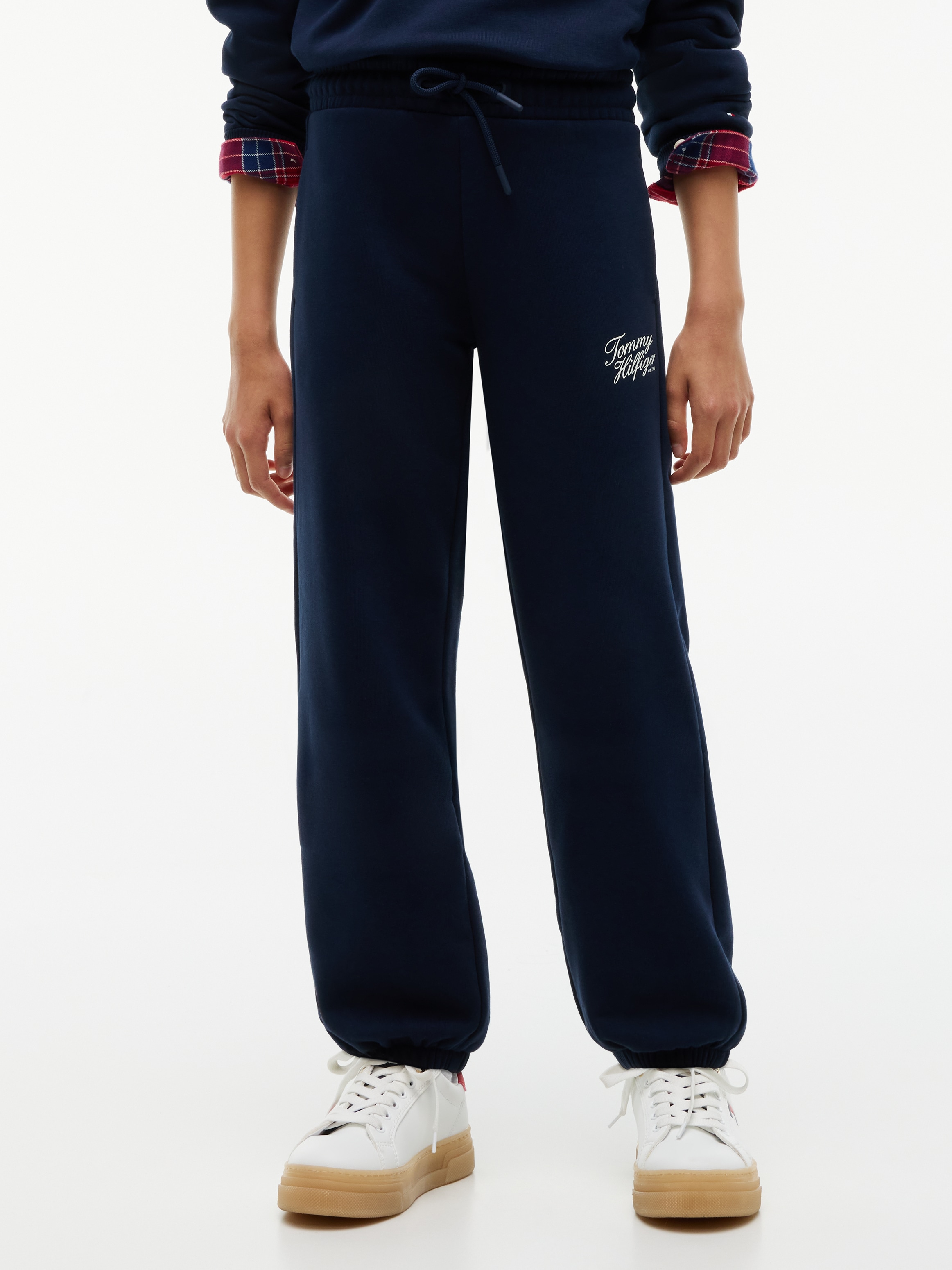 Tommy Hilfiger Sweathose "TOMMY SCRIPT SWEATPANTS" Regular Fit, Elastische Bündchen, Kinder bis 16 Jahre