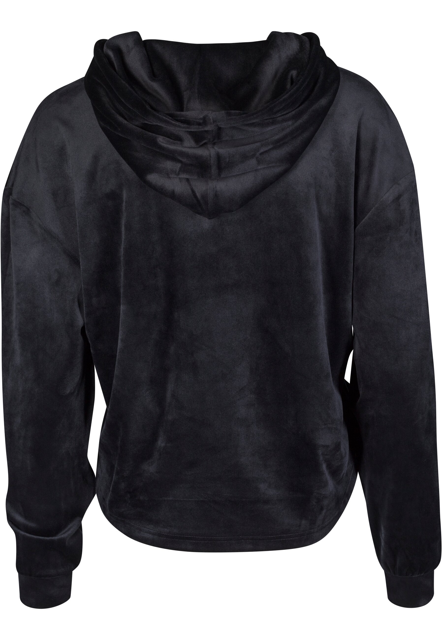 URBAN CLASSICS Rundhalspullover »Urban Classics Damen Ladies Short Velvet Gathered Hoody«, (1 tlg.)